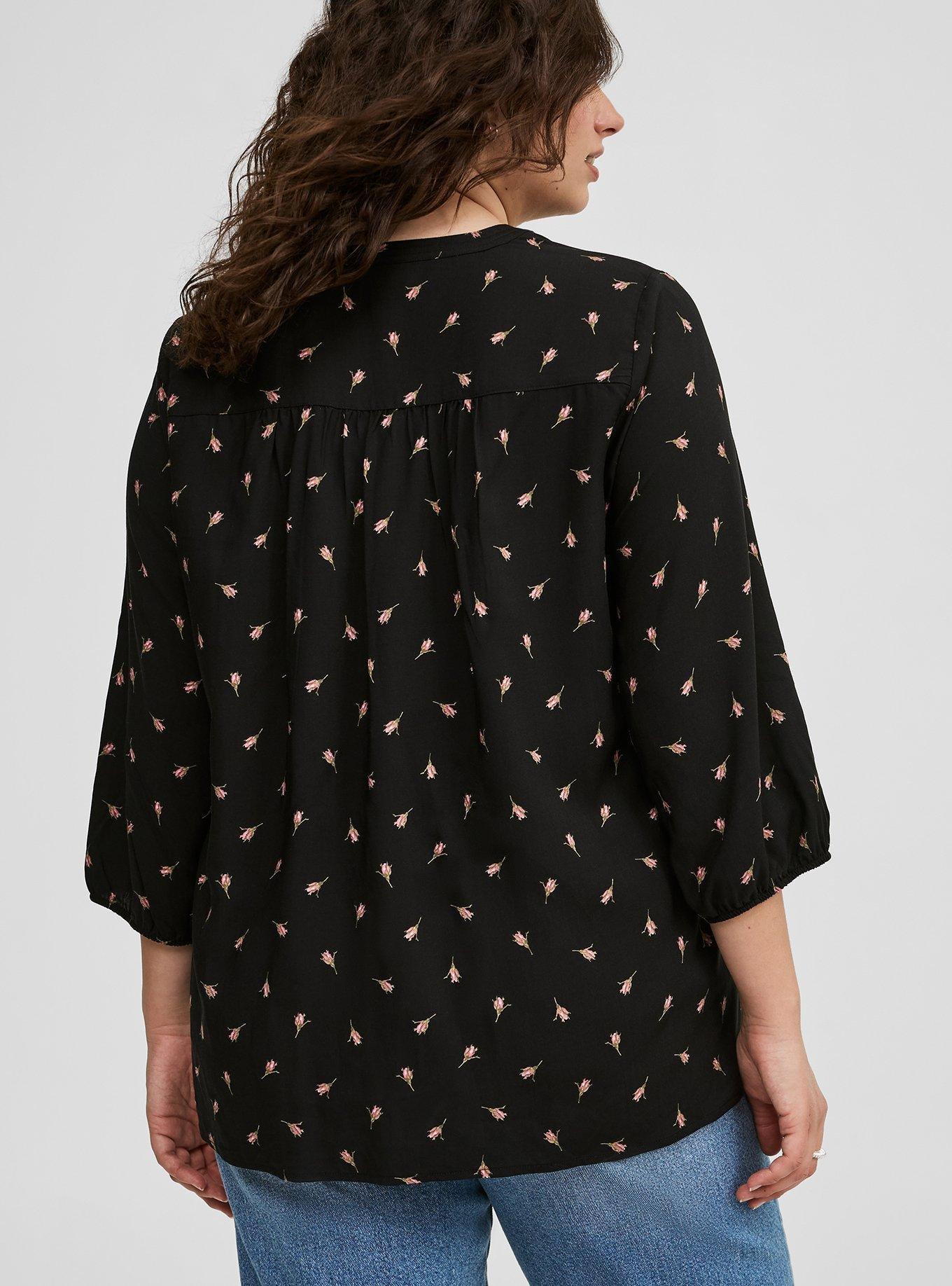 Long Sleeve Pleated Blouse