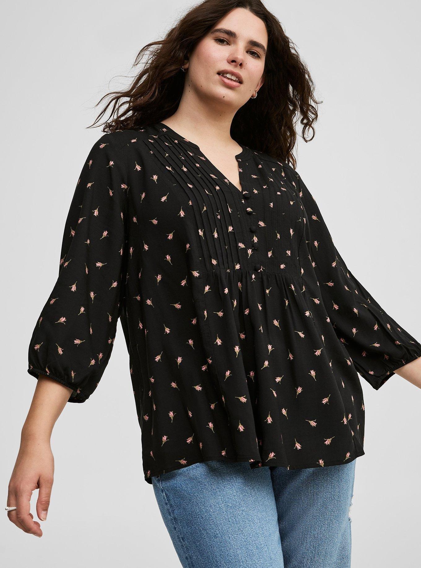 Long Sleeve Pleated Blouse