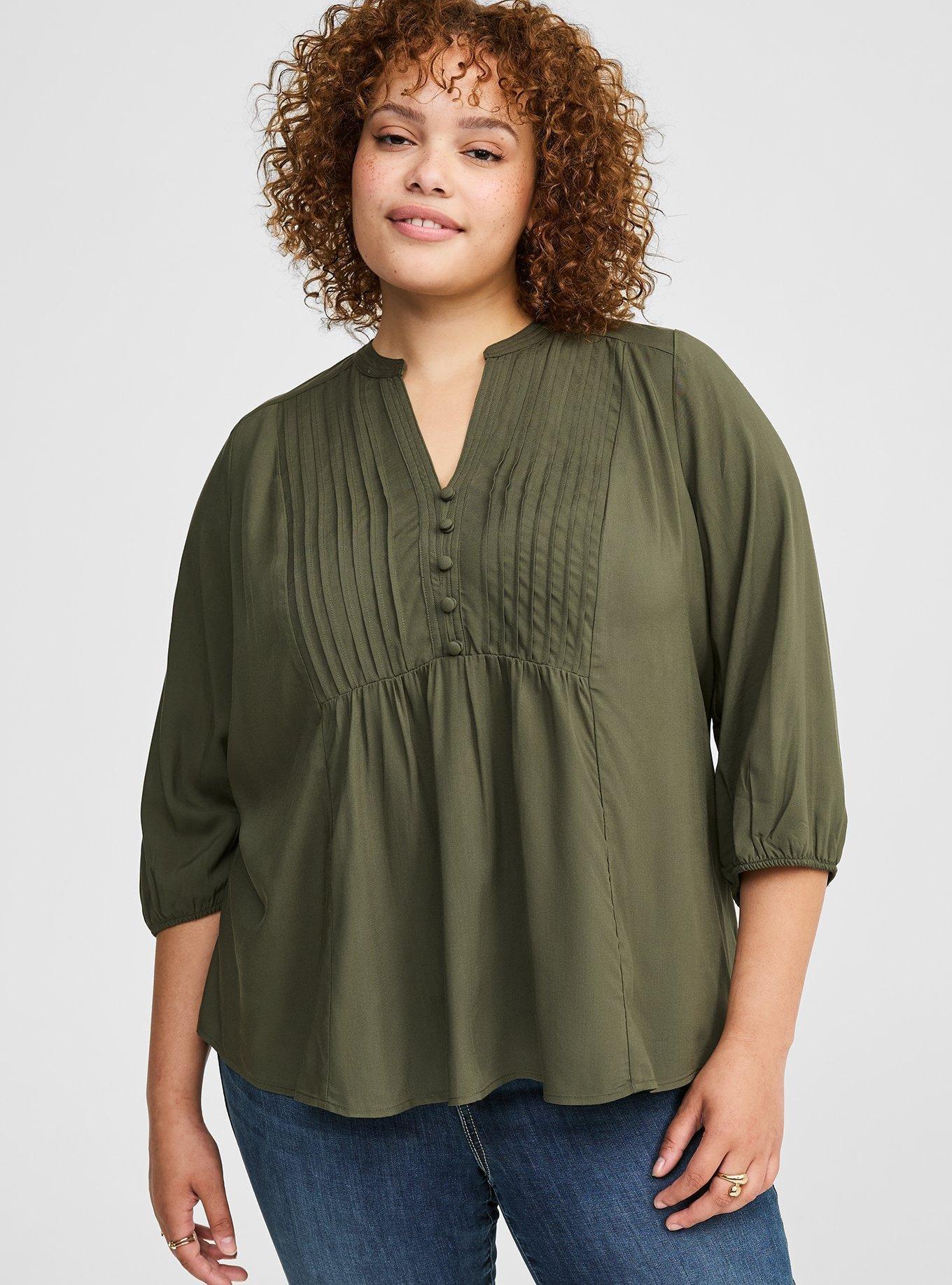 Challis Pleated V Neckline Blouse, DEEP DEPTHS, alternate