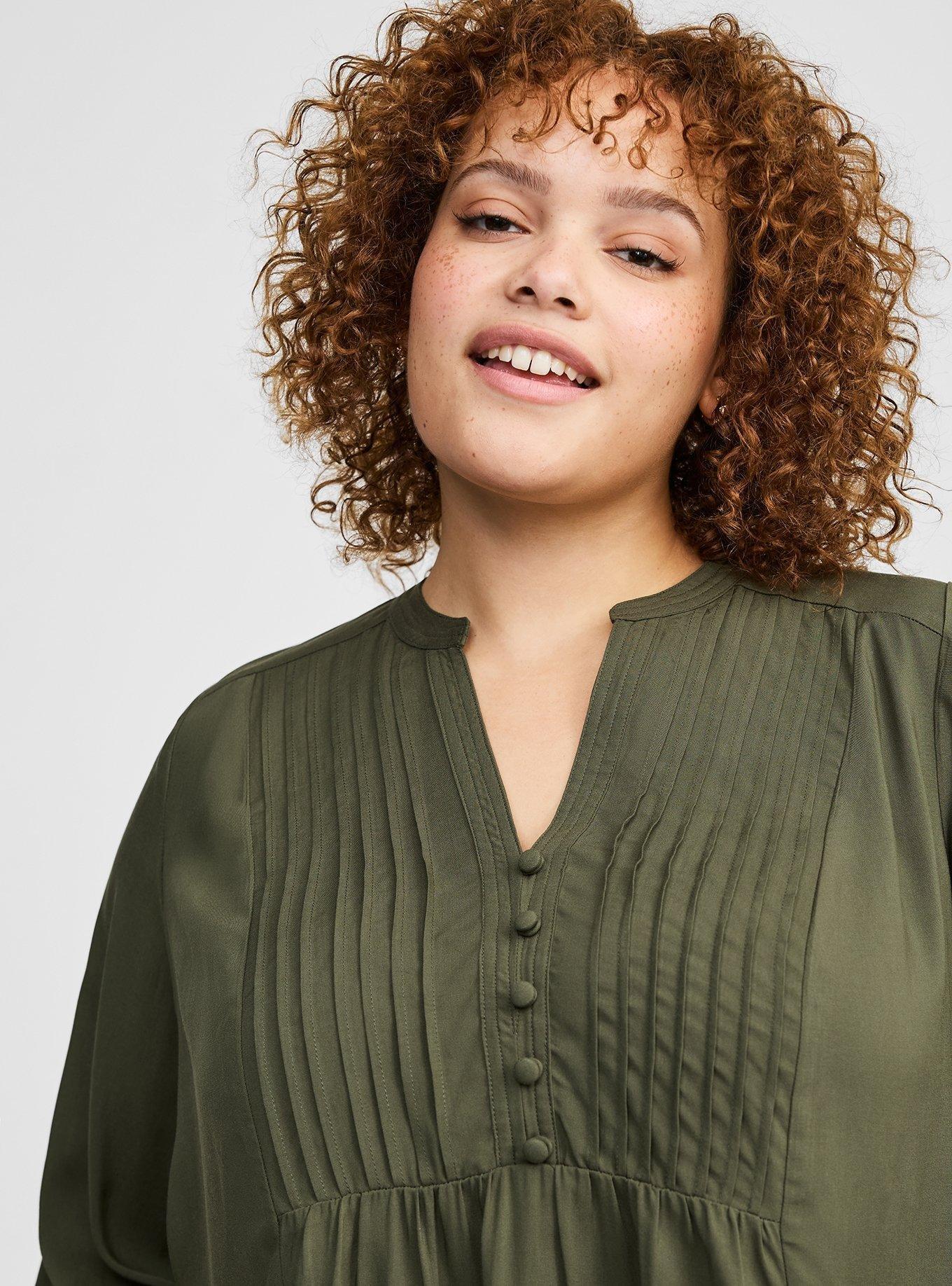 Long Sleeve Pleated Blouse