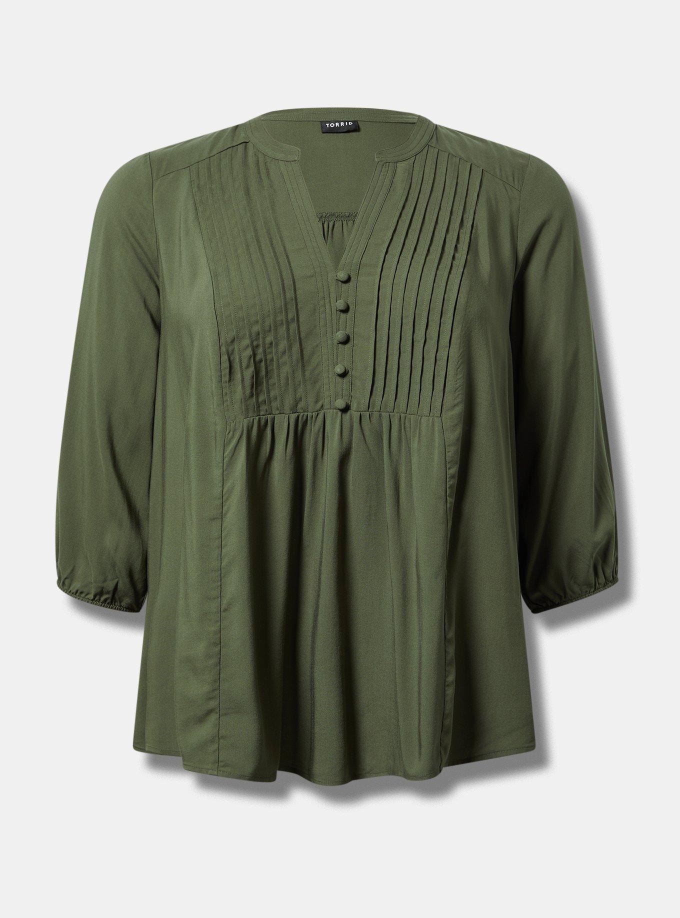 Long Sleeve Pleated Blouse