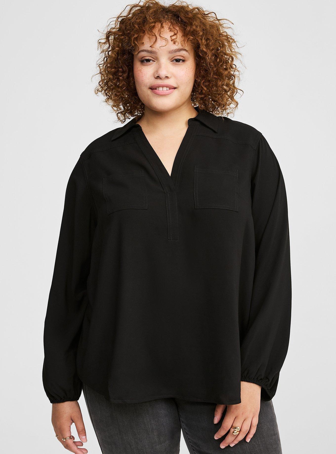 Harper Challis Collared Long Sleeve Blouse