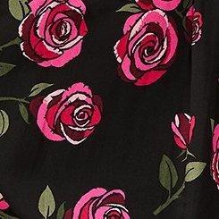 Plus Size Harper Challis Collared Long Sleeve Blouse, SKETCHED ROSES FLORAL DEEP BLACK, swatch