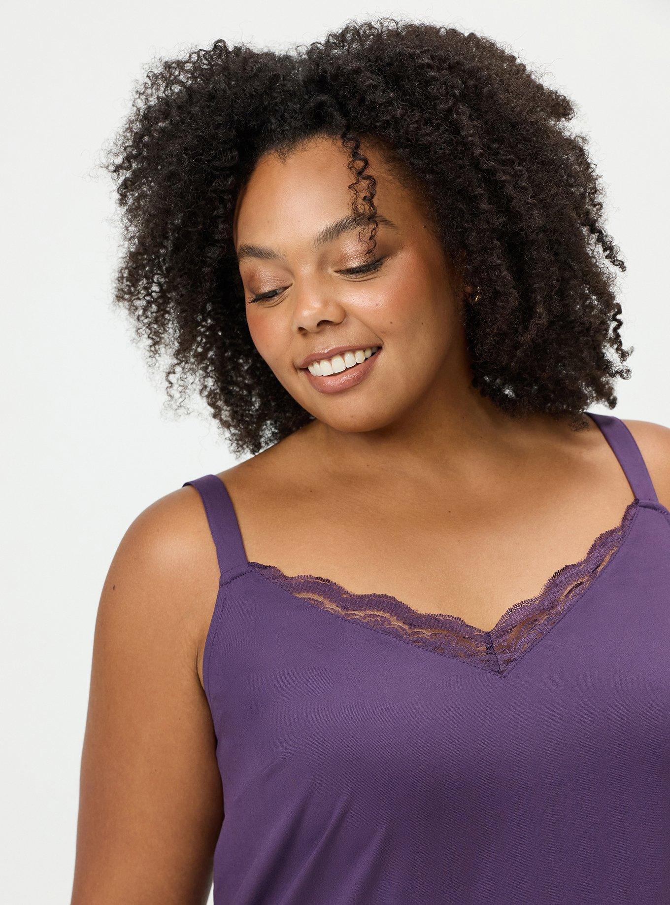 Plus Size Ava Lace Trim Cami, NAVY COSMOS, alternate