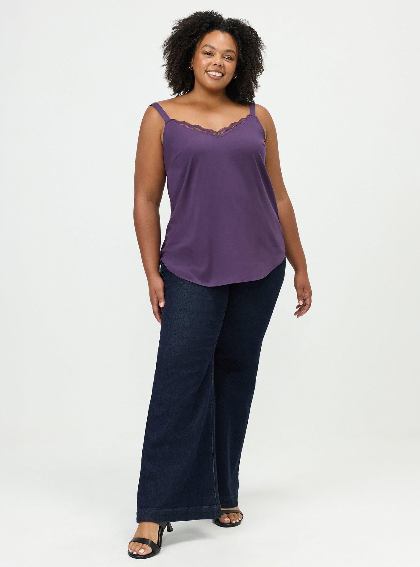 Plus Size Ava Lace Trim Cami, NAVY COSMOS, alternate