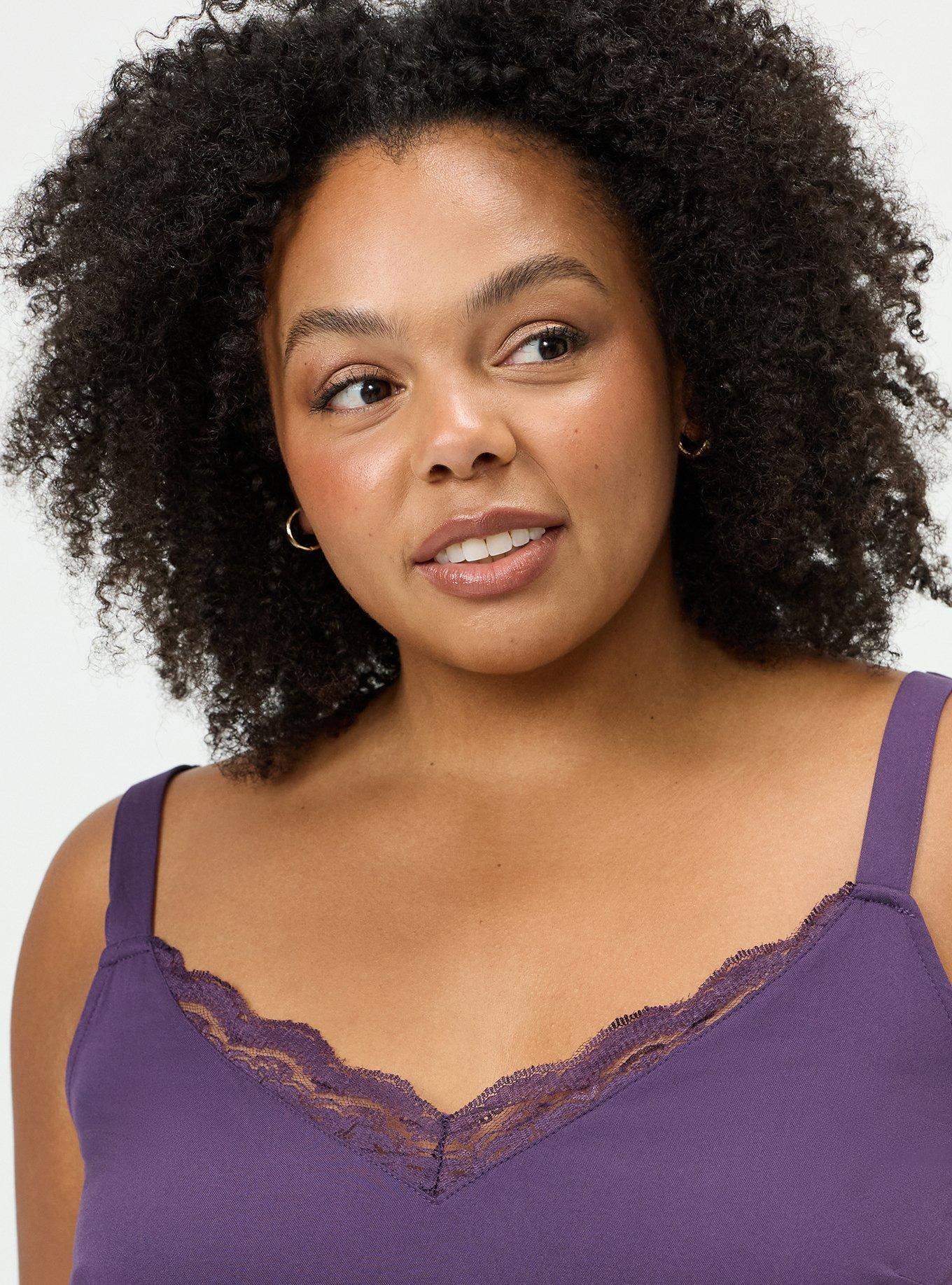 Plus Size Ava Lace Trim Cami, NAVY COSMOS, alternate