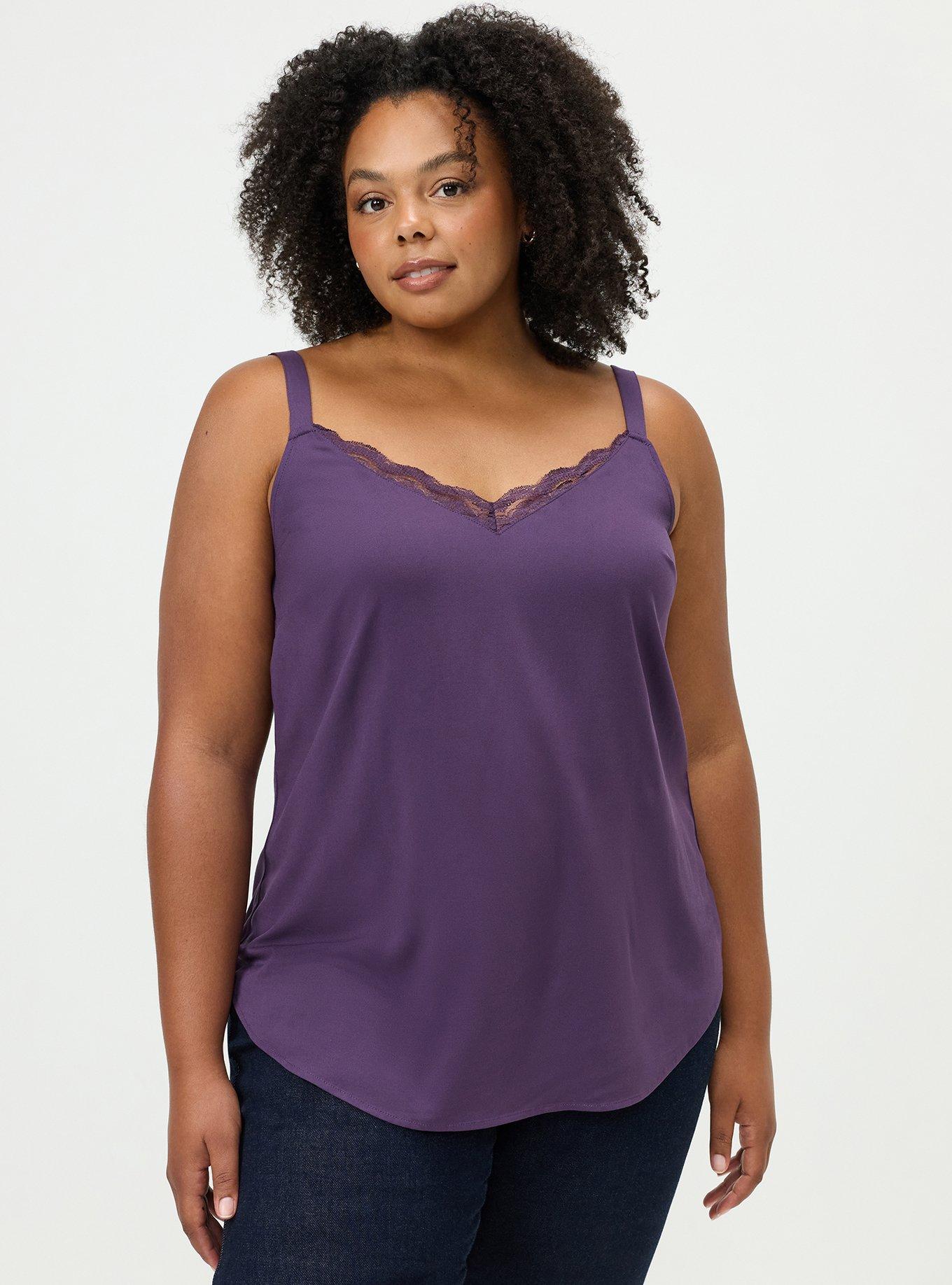Plus Size Ava Lace Trim Cami, NAVY COSMOS, hi-res