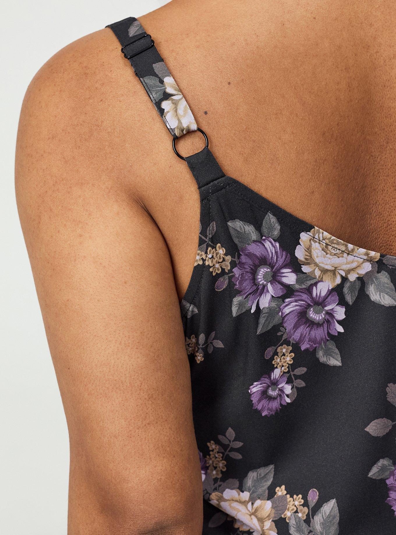 Ava Lace Trim Cami, BRENDA FLORAL BLACK, alternate