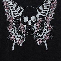 Skull Butterfly Vintage Slub Lace Cami , DEEP BLACK, swatch