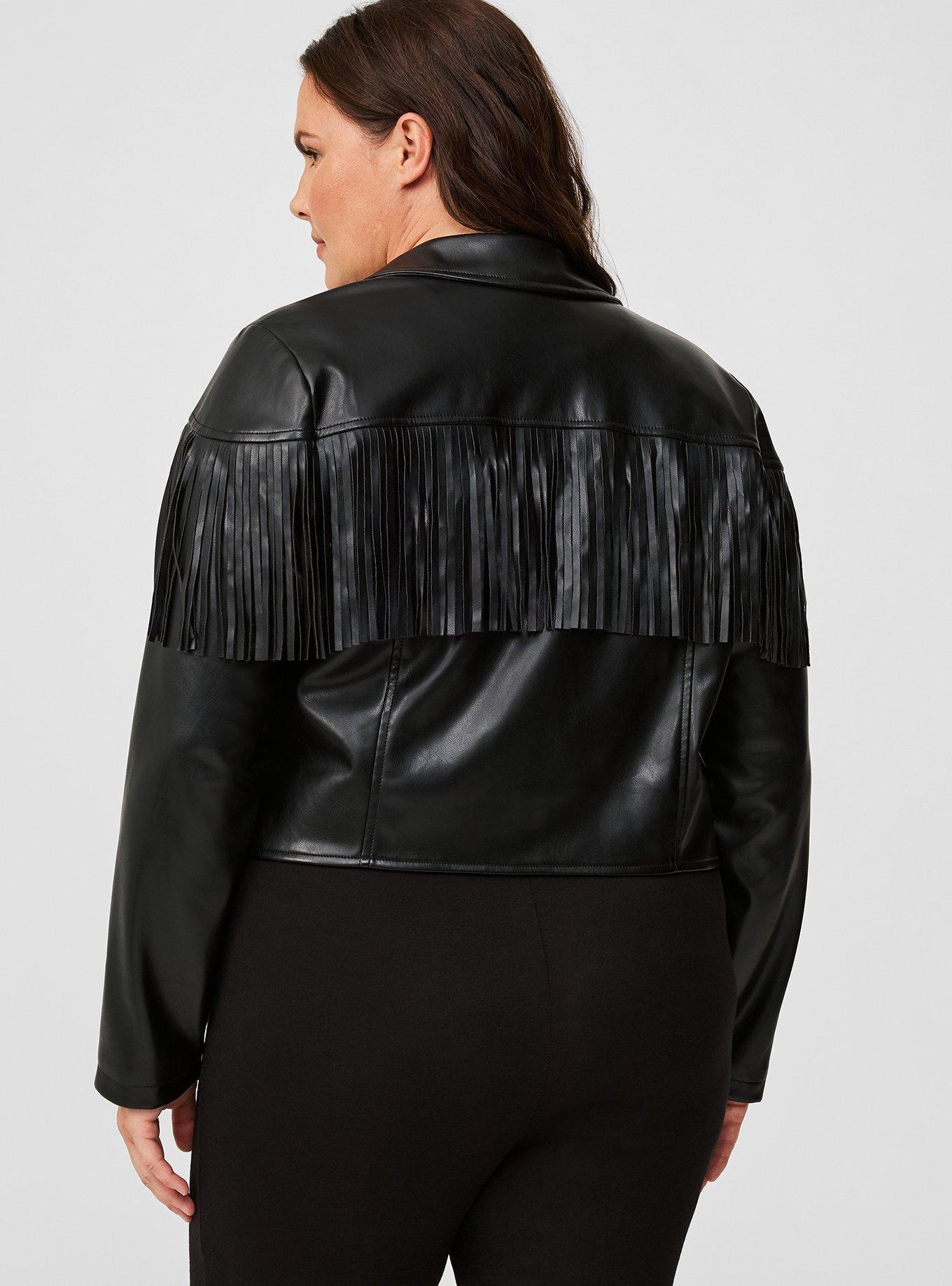 Faux Leather Fringe Moto Jacket