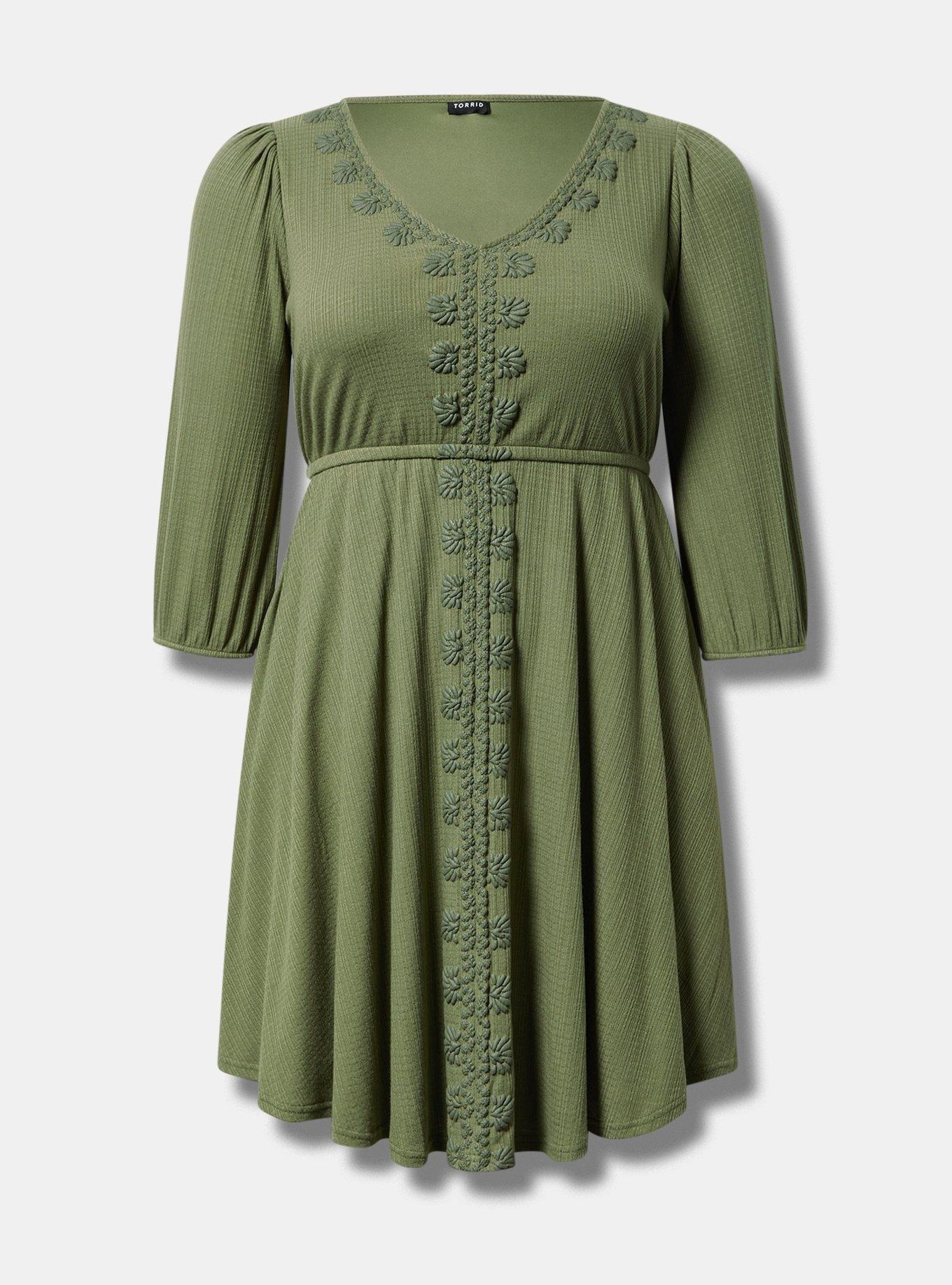 Plus Size - Mini Jersey 3/4 Sleeve Puff Print Skater Dress - Torrid