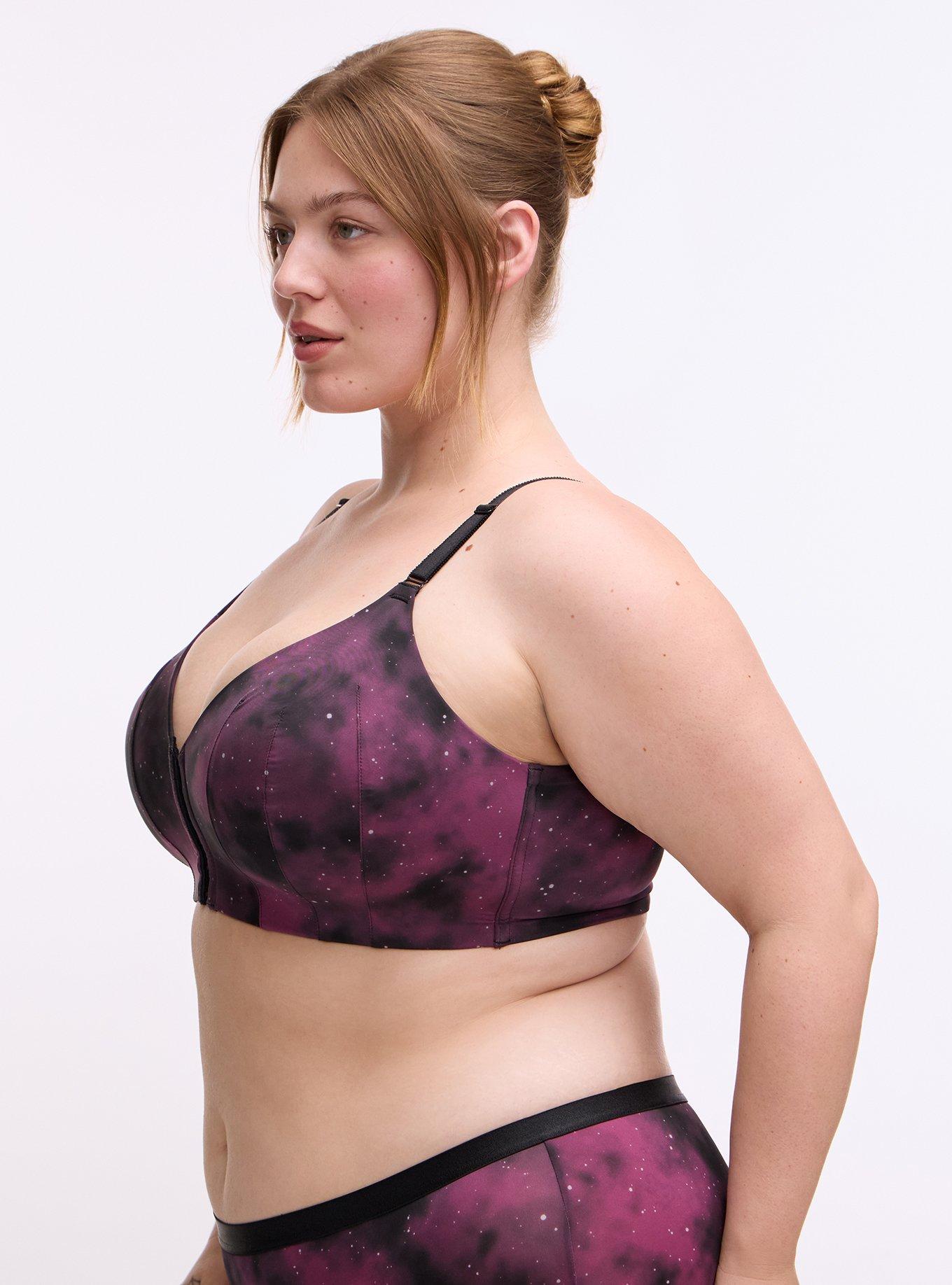 Dream Wire Free Lightly Lined Print Front Closed Bra, SKYLAR GALAXY BURGUNDY, alternate