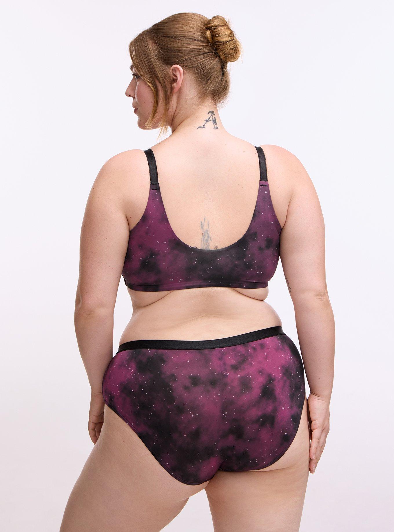 Dream Wire Free Lightly Lined Print Front Closed Bra, SKYLAR GALAXY BURGUNDY, alternate