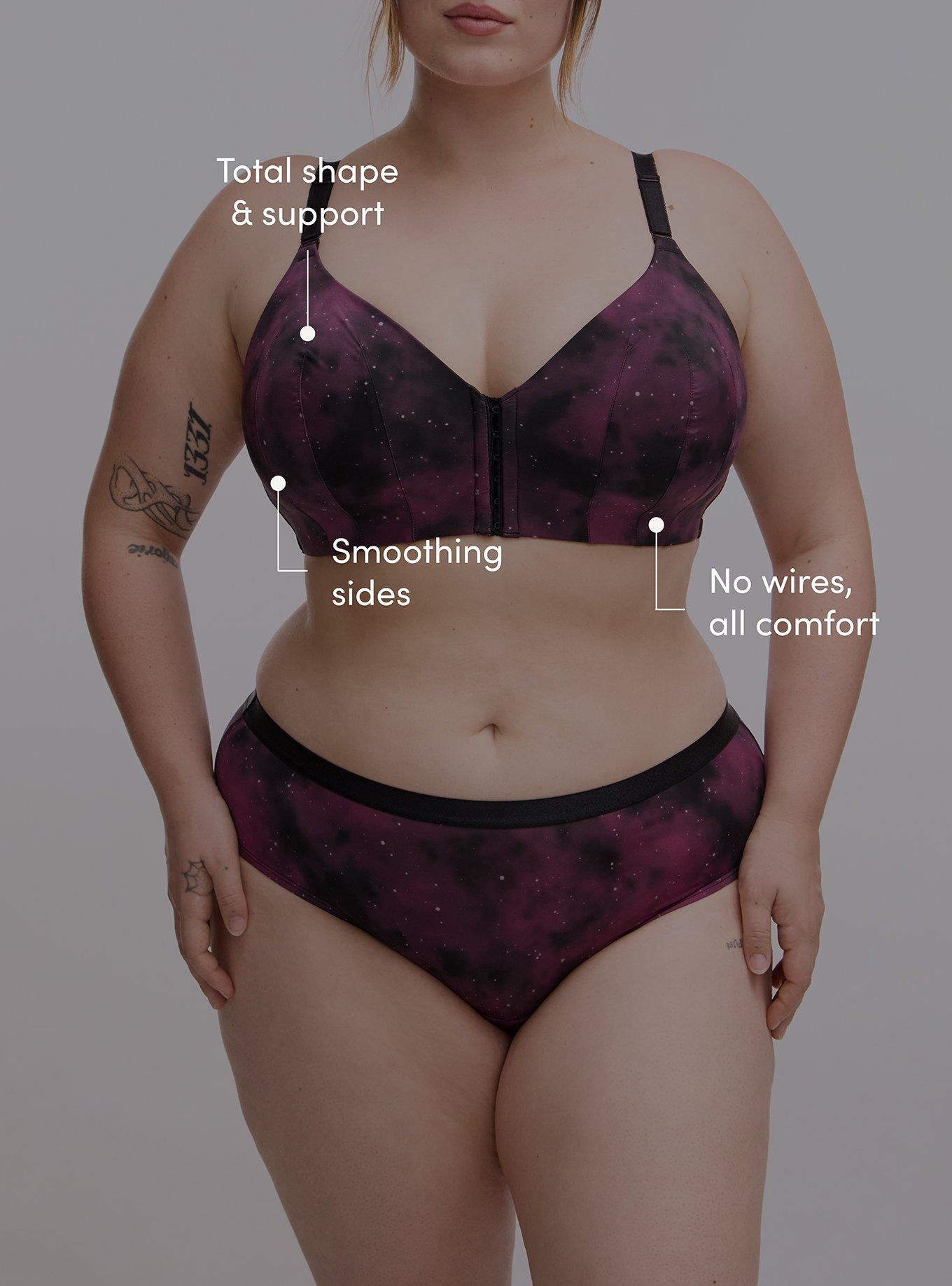 Dream Wire Free Lightly Lined Print Front Closed Bra, SKYLAR GALAXY BURGUNDY, alternate