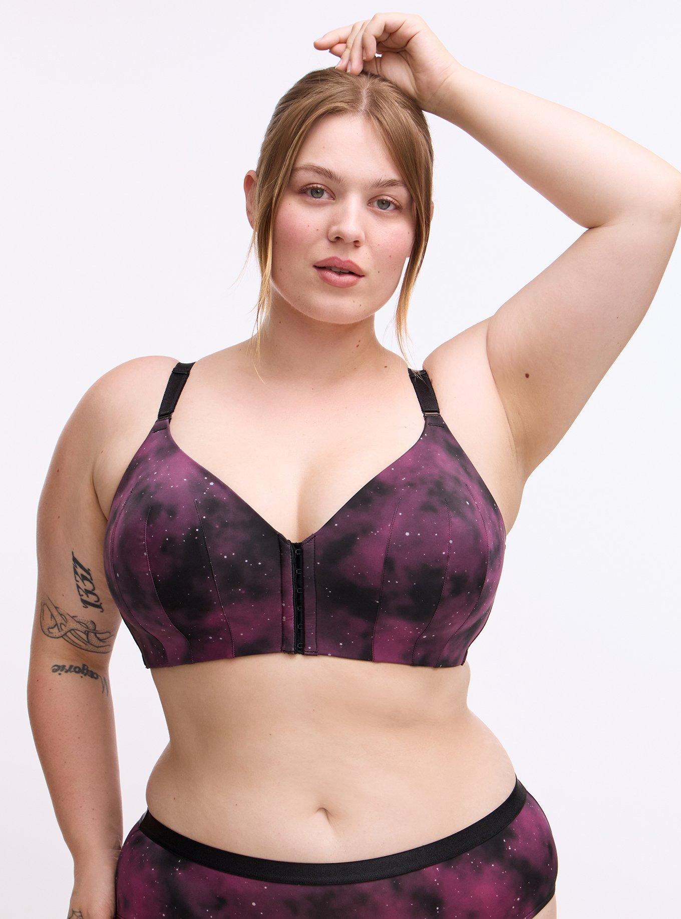 Dream Wire Free Lightly Lined Print Front Closed Bra, SKYLAR GALAXY BURGUNDY, hi-res