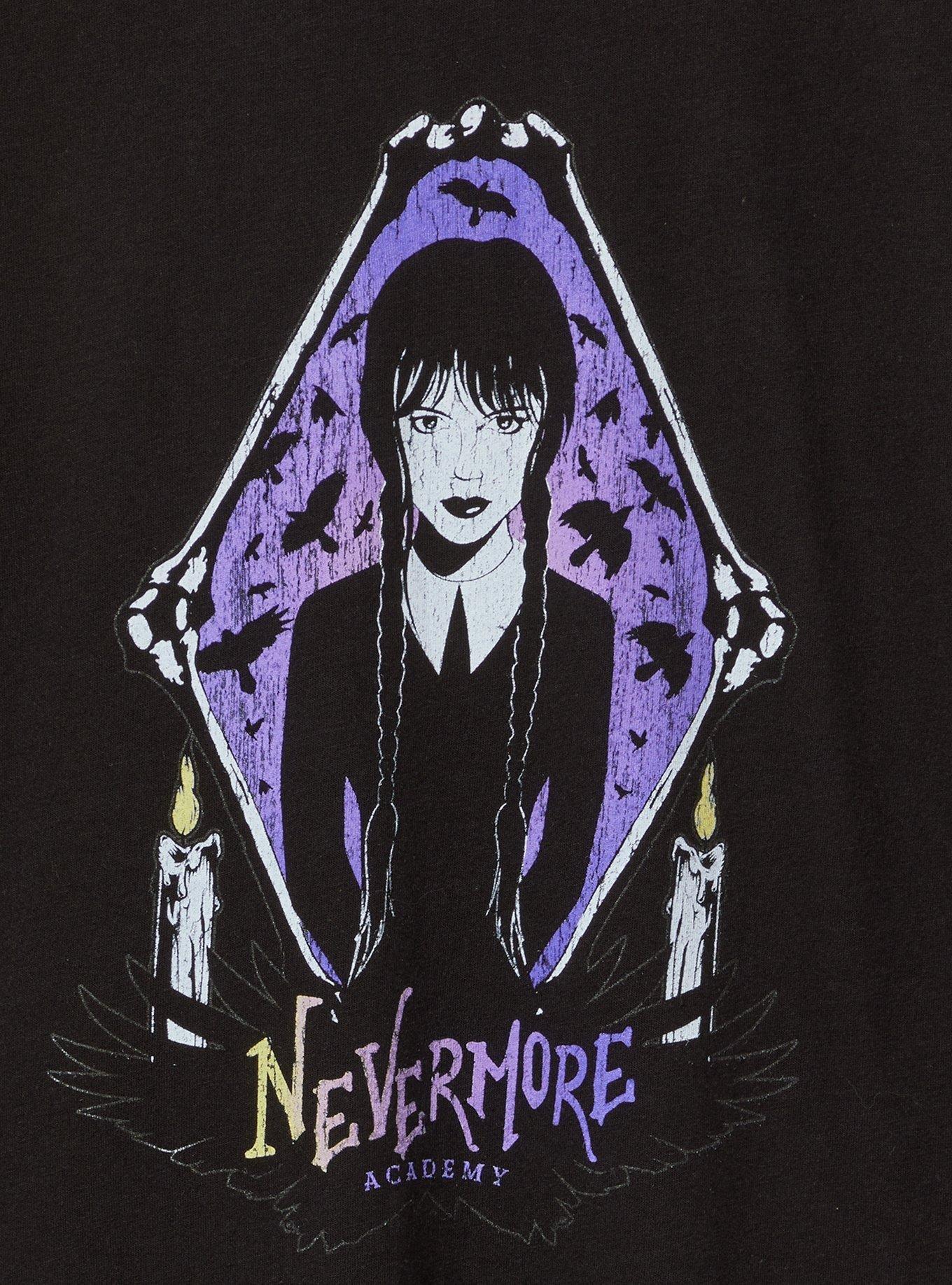 Wednesday Nevermore Classic Fit Cotton Crew Tee, DEEP BLACK, alternate