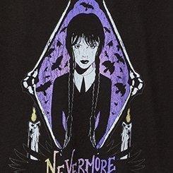 Wednesday Nevermore Classic Fit Cotton Crew Tee, DEEP BLACK, swatch