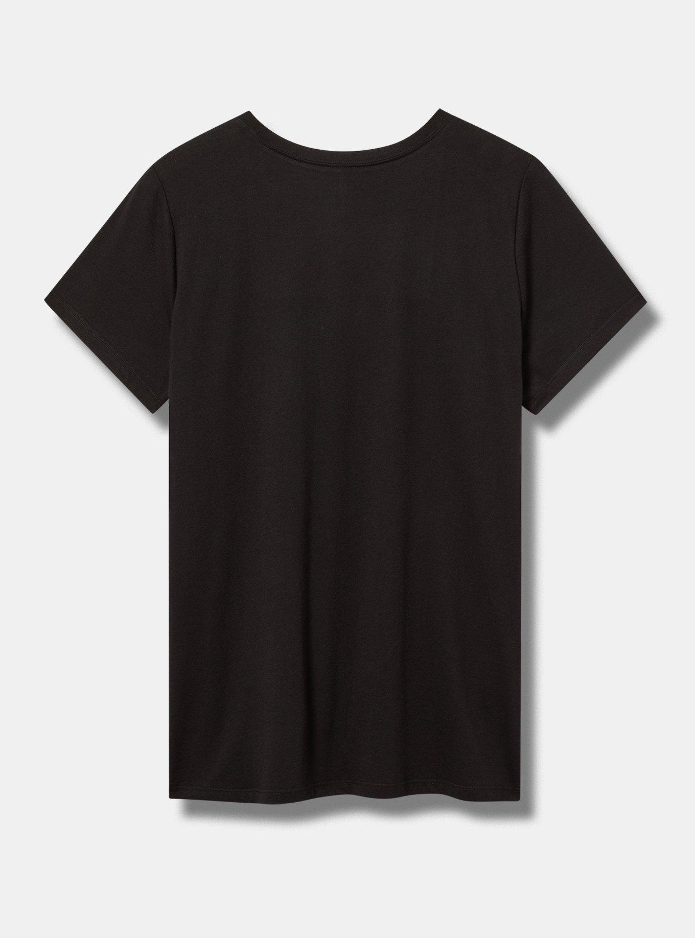 Carrie Classic Fit Cotton Crew Tee, DEEP BLACK, alternate