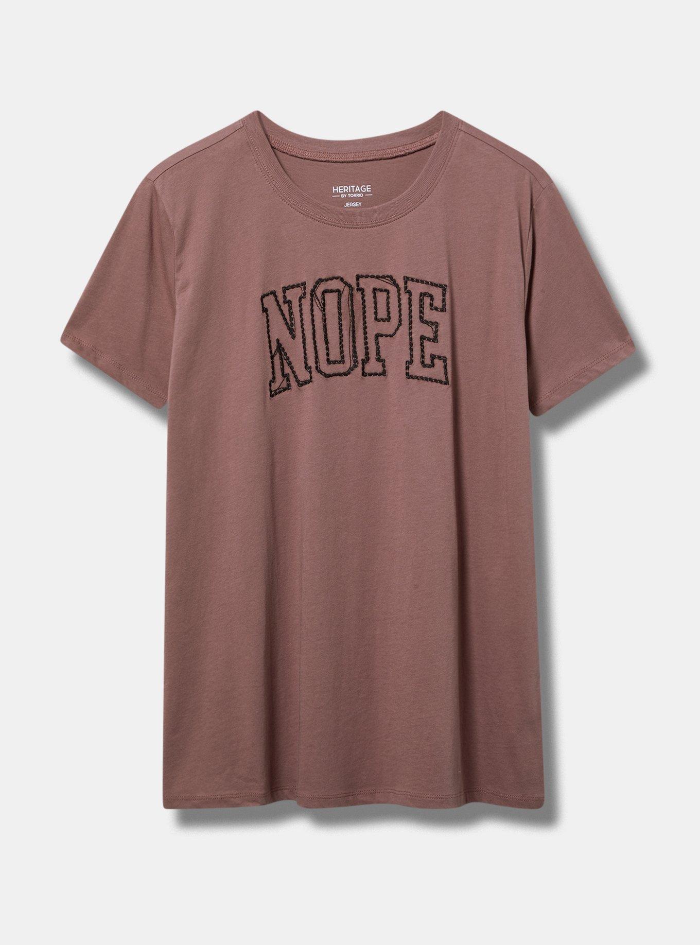 Nope Embroidered Classic Heritage Jersey Crew Tee