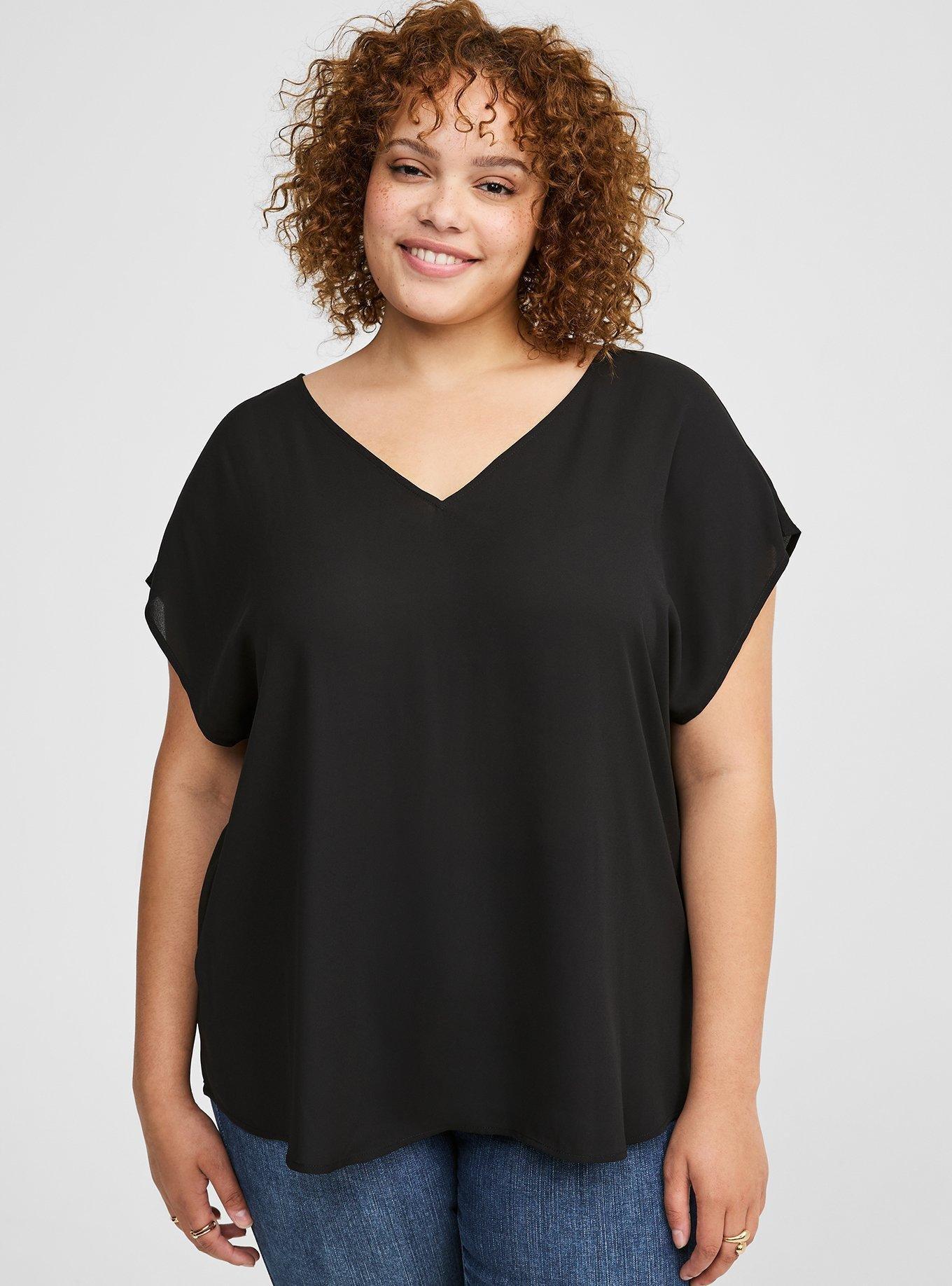 Georgette Strappy Back Dolman Short Sleeve Blouse