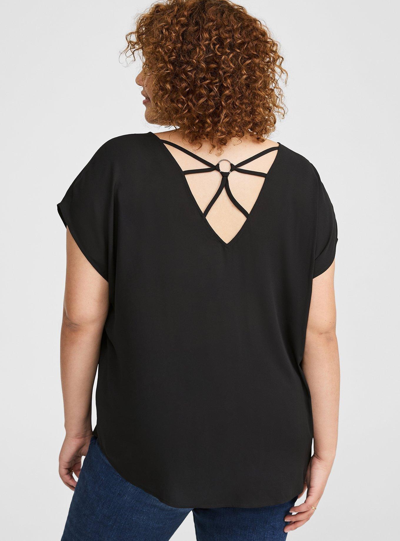 Georgette Strappy Back Dolman Short Sleeve Blouse