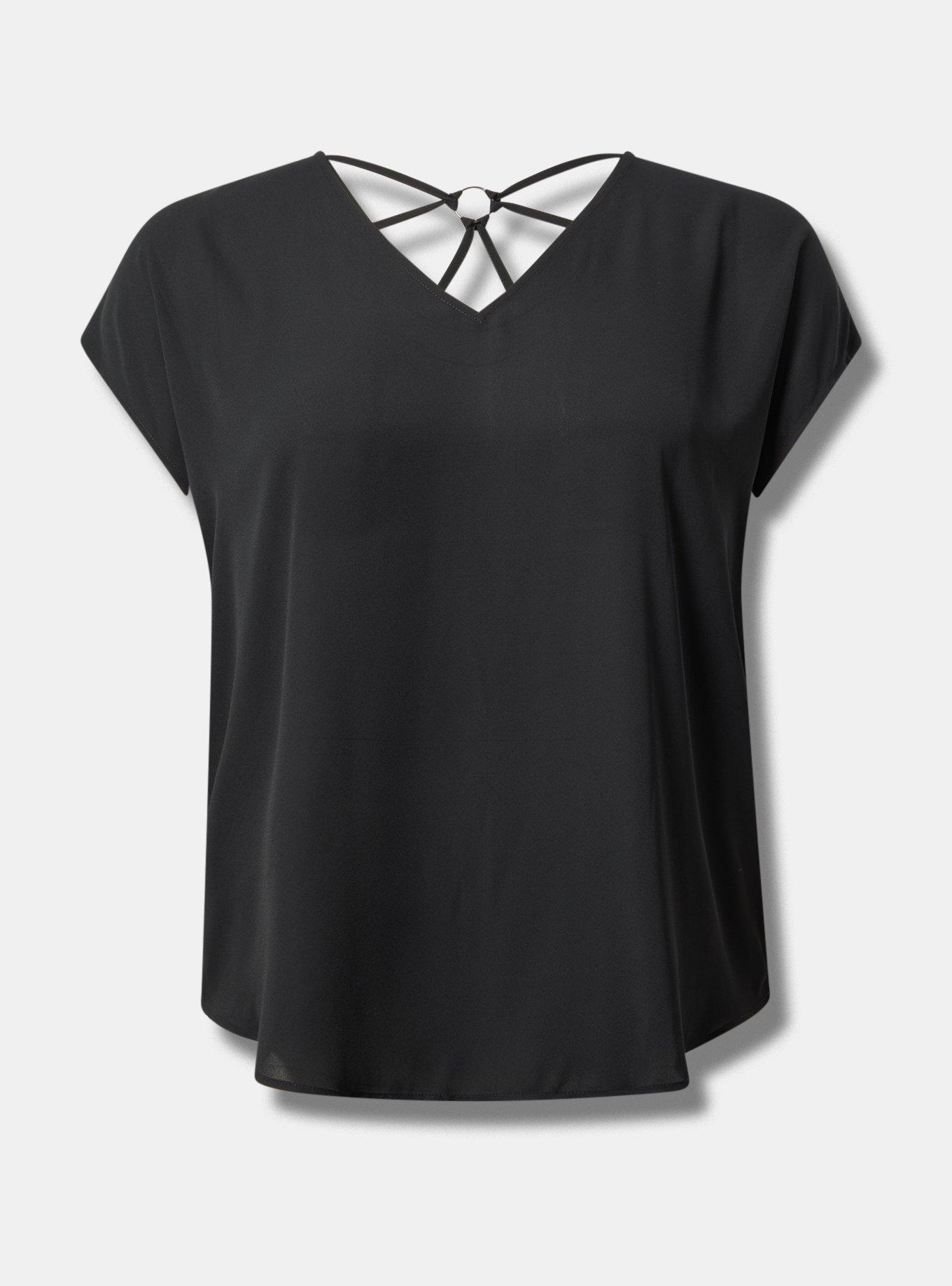 Georgette Strappy Back Dolman Short Sleeve Blouse