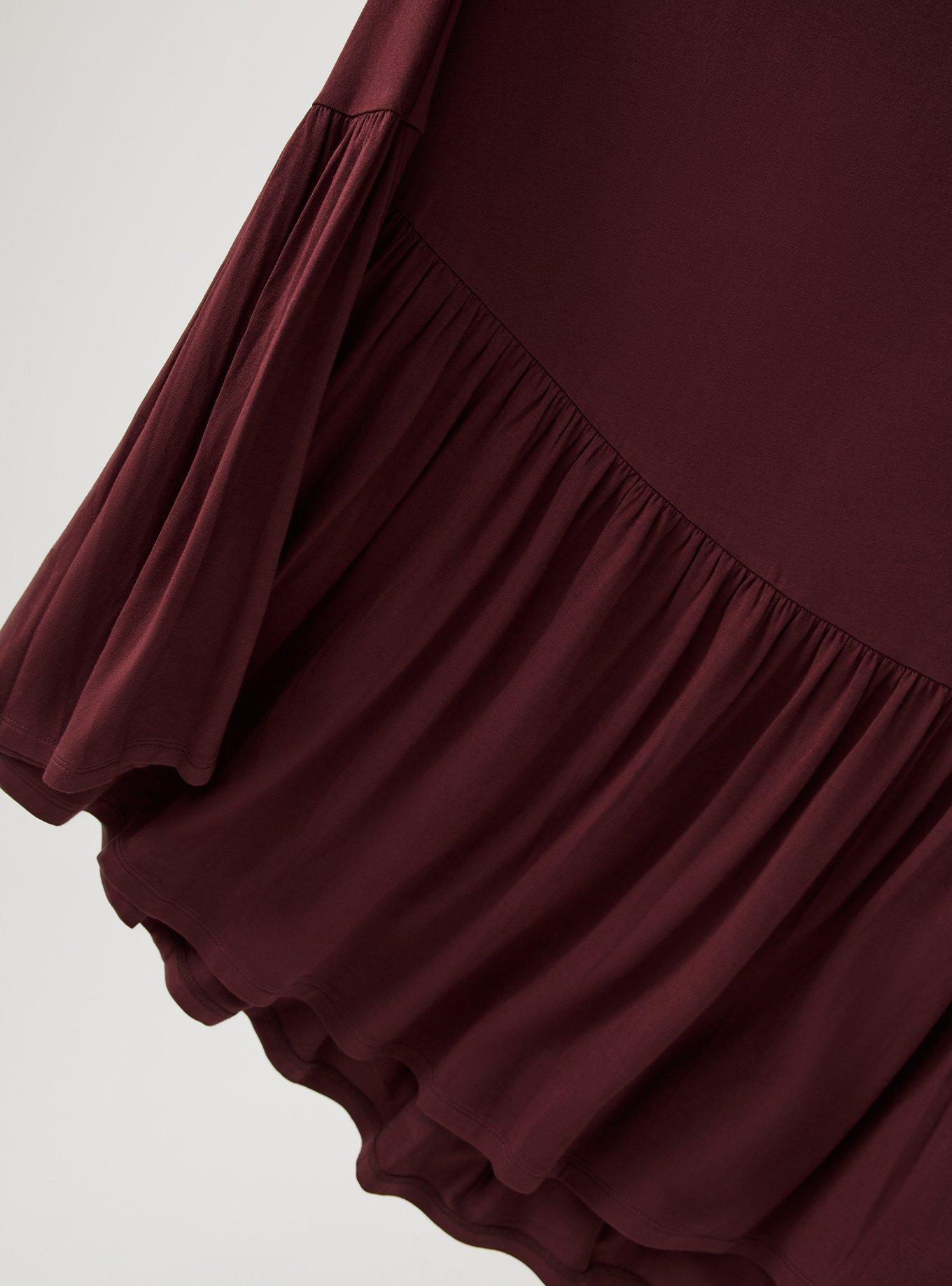 Maxi Flutter-Sleeve Tiered Dress