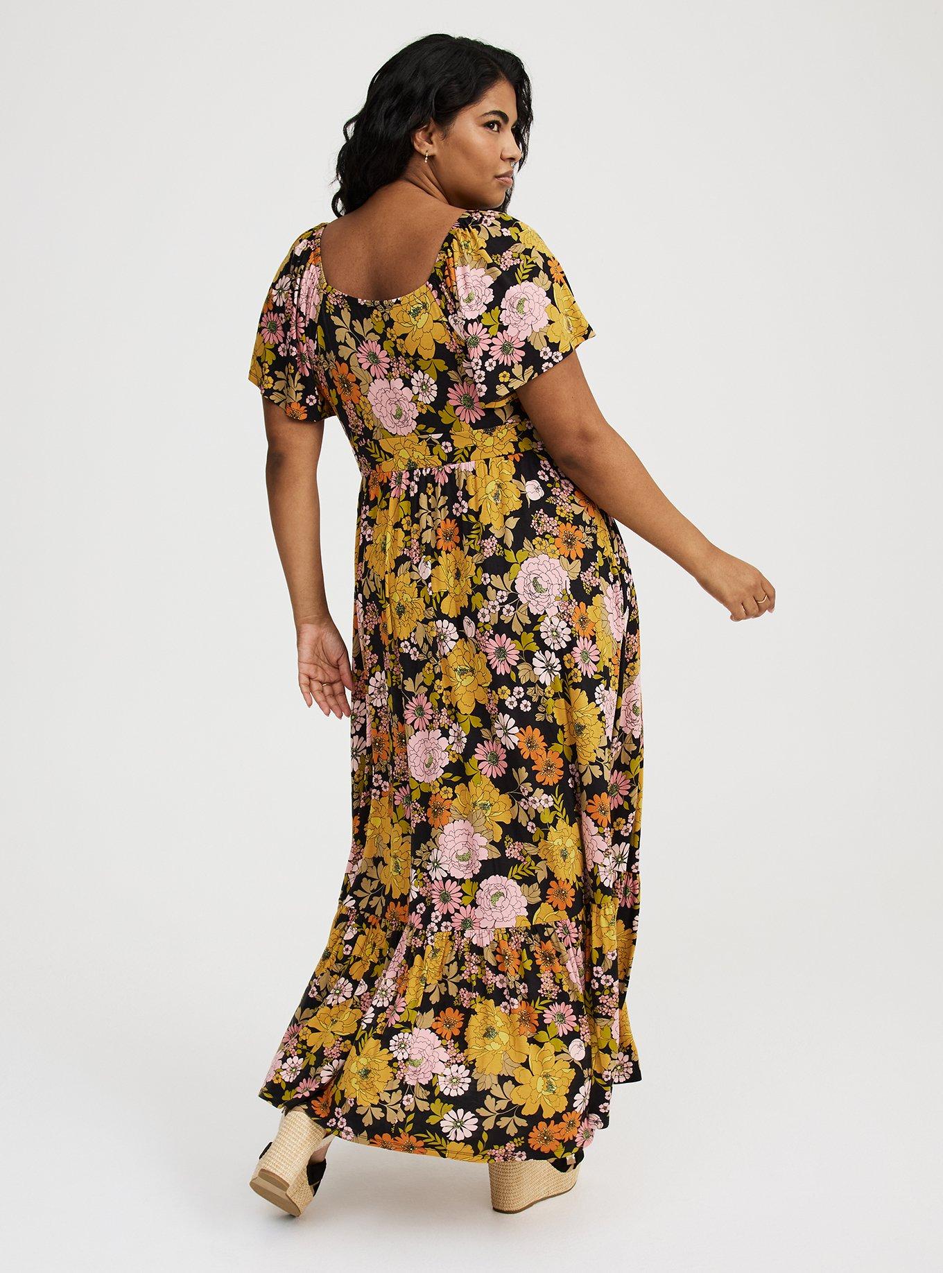 Flutter Sleeve Tiered Maxi Dress