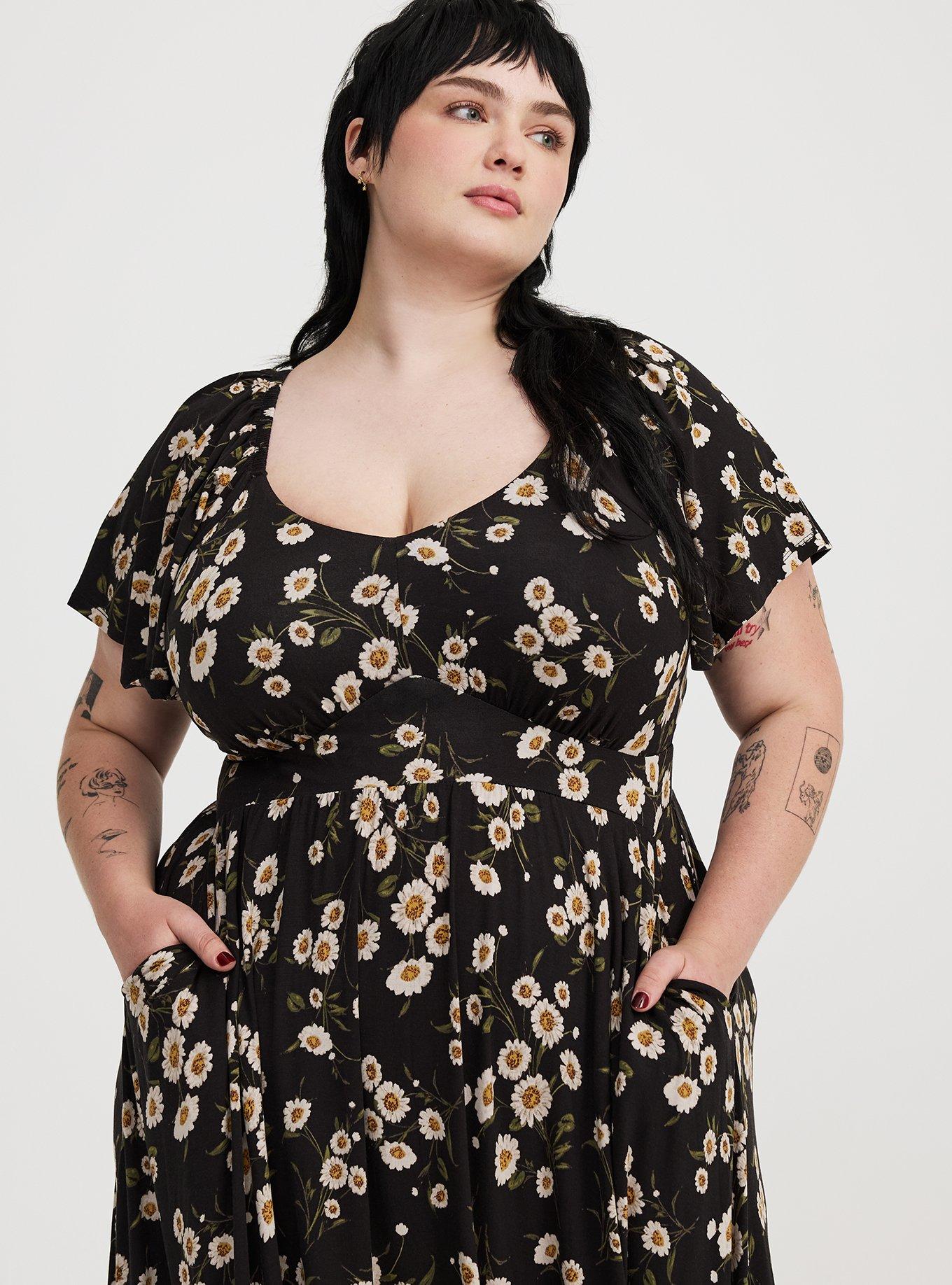 Maxi Flutter-Sleeve Tiered Dress