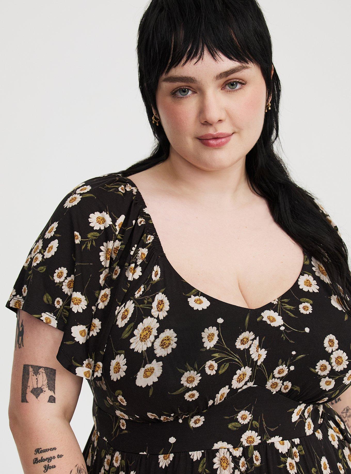 Maxi Flutter-Sleeve Tiered Dress