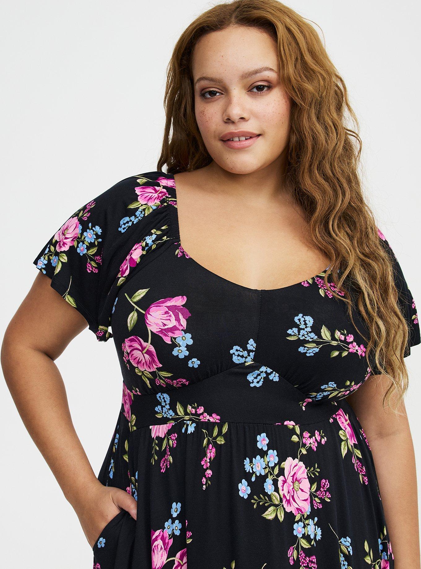 Flutter Sleeve Tiered Maxi Dress, KIRBY FLORAL BLACK, alternate