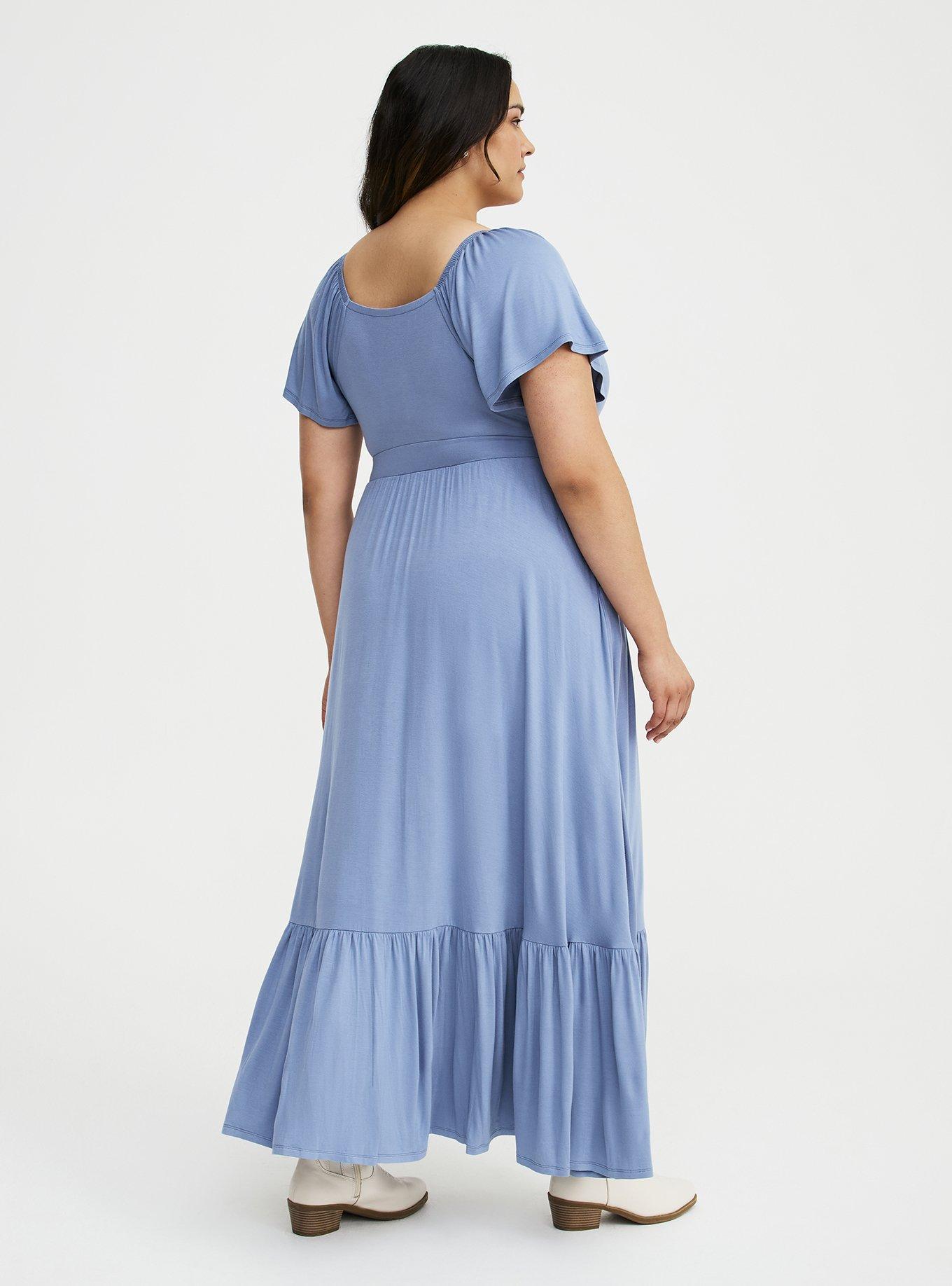 knee length dresses for ladies Plus Lantern Sleeves Layered Ruffle Hem Chiffon Party Dress Green / 3XL