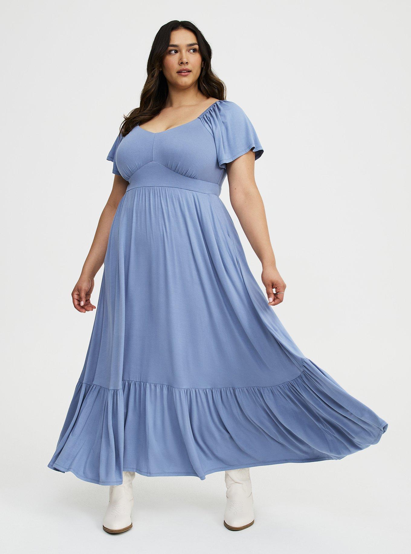 Flutter Sleeve Tiered Maxi Dress, TROPOSPHERE, alternate