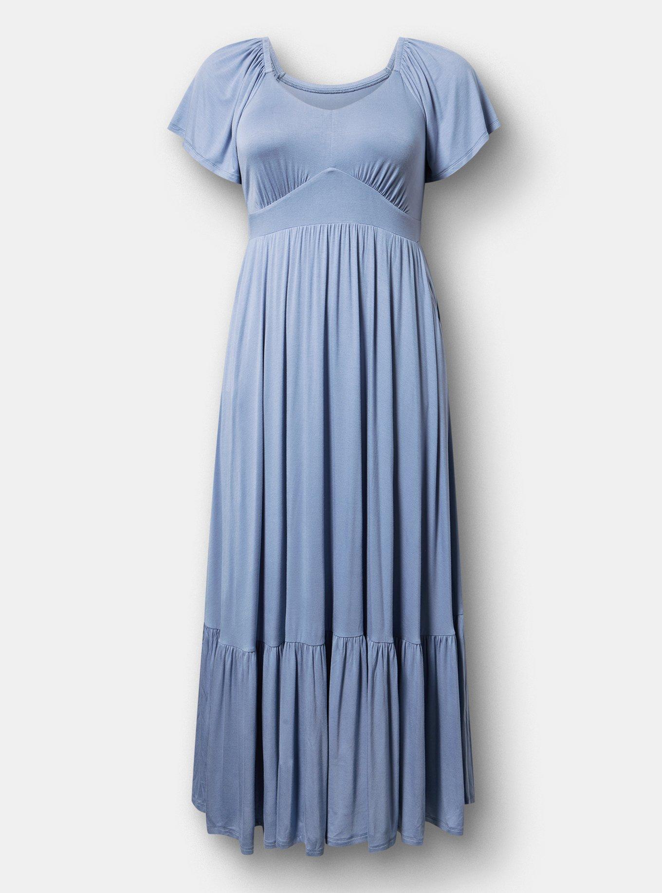 Flutter Sleeve Tiered Maxi Dress, TROPOSPHERE, hi-res