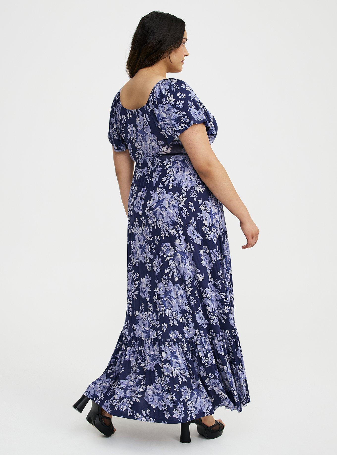 Flutter Sleeve Tiered Maxi Dress, IVY FLORAL BLUE, alternate