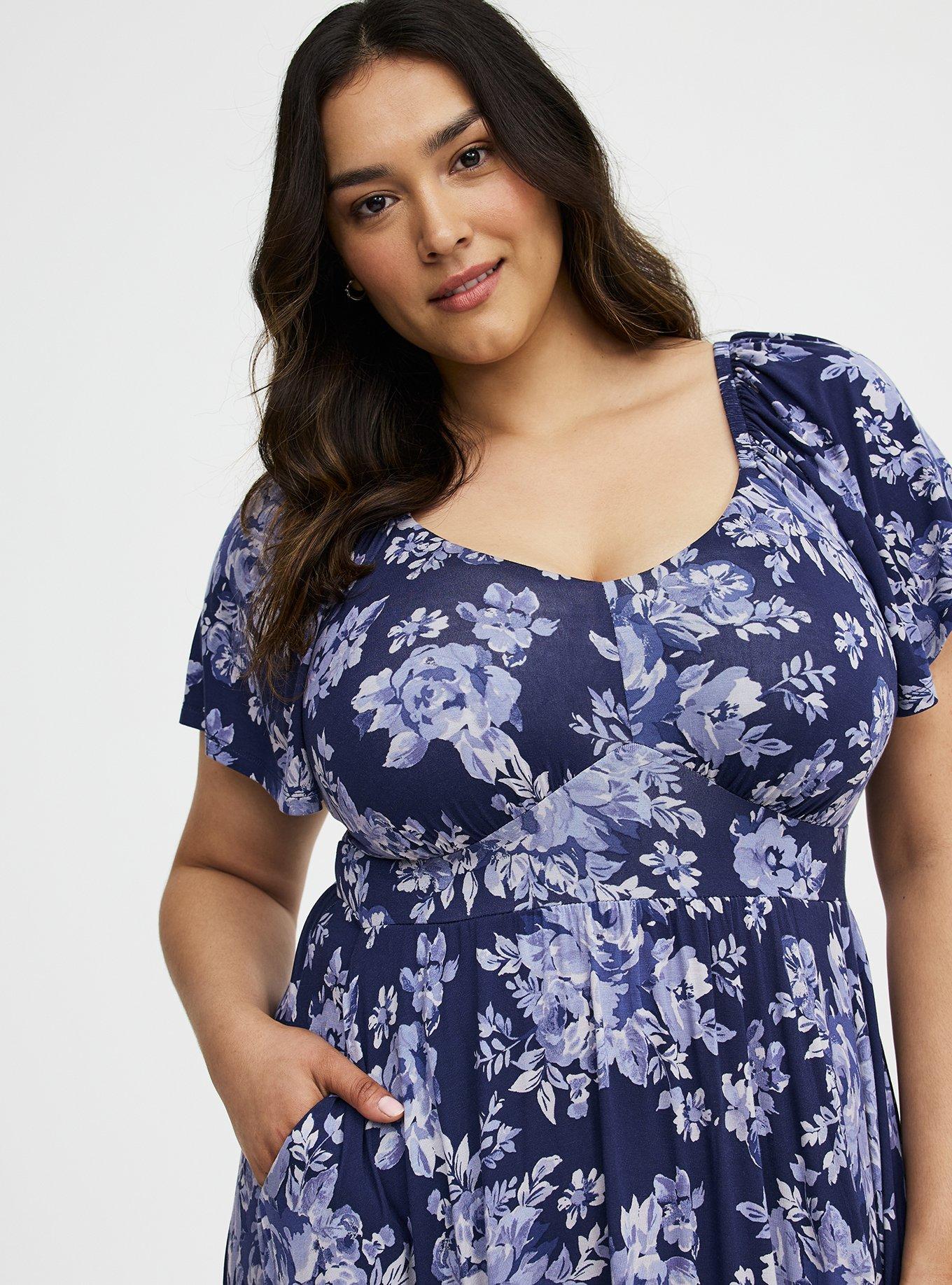 Flutter Sleeve Tiered Maxi Dress, IVY FLORAL BLUE, alternate