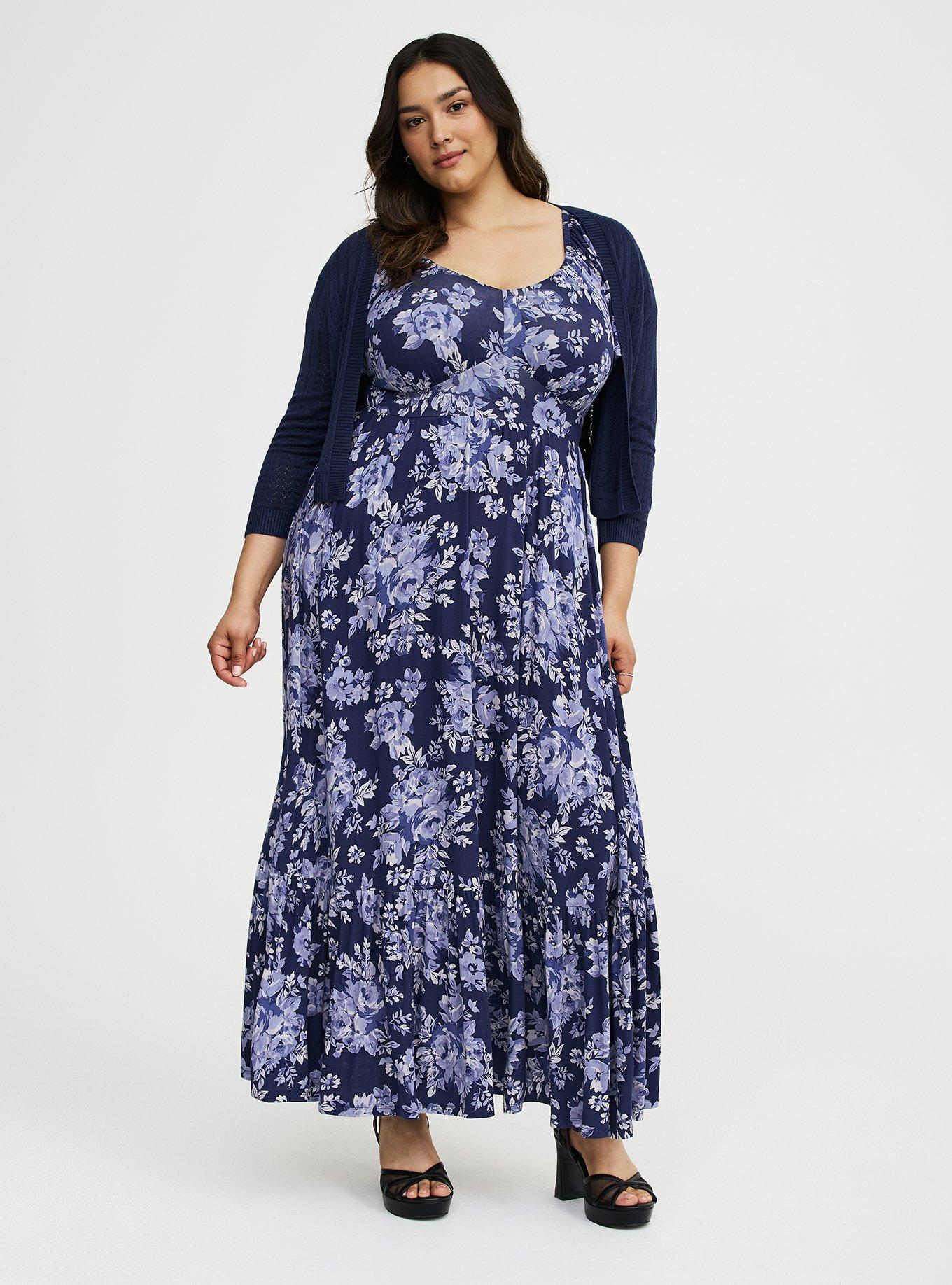 Flutter Sleeve Tiered Maxi Dress, IVY FLORAL BLUE, alternate