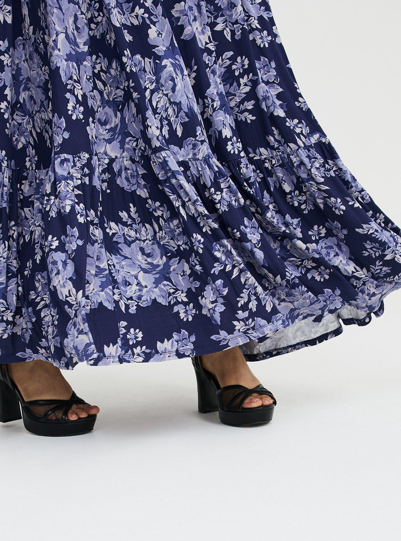 Flutter Sleeve Tiered Maxi Dress, IVY FLORAL BLUE, alternate