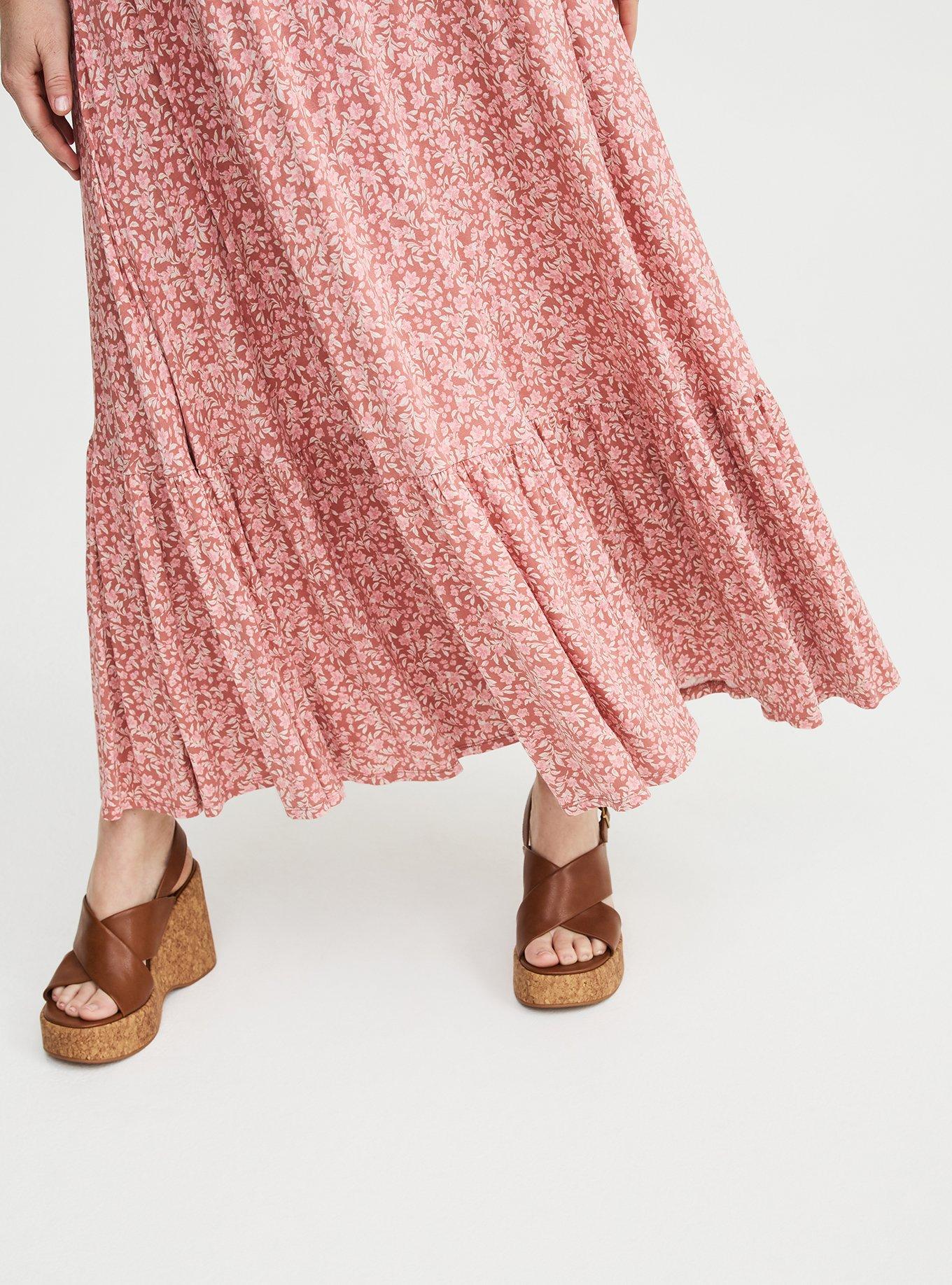 Flutter Sleeve Tiered Maxi Dress, DANIELLE DITSY FLORAL CORAL, alternate