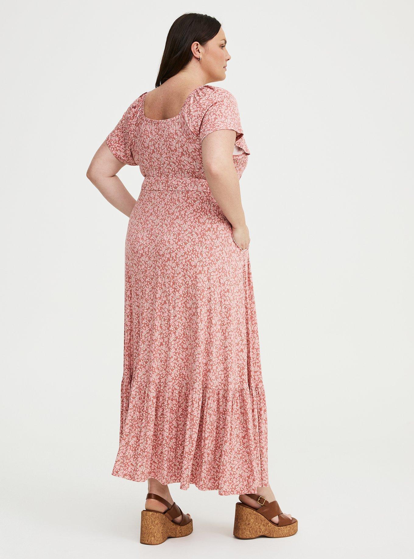 Flutter Sleeve Tiered Maxi Dress, DANIELLE DITSY FLORAL CORAL, alternate