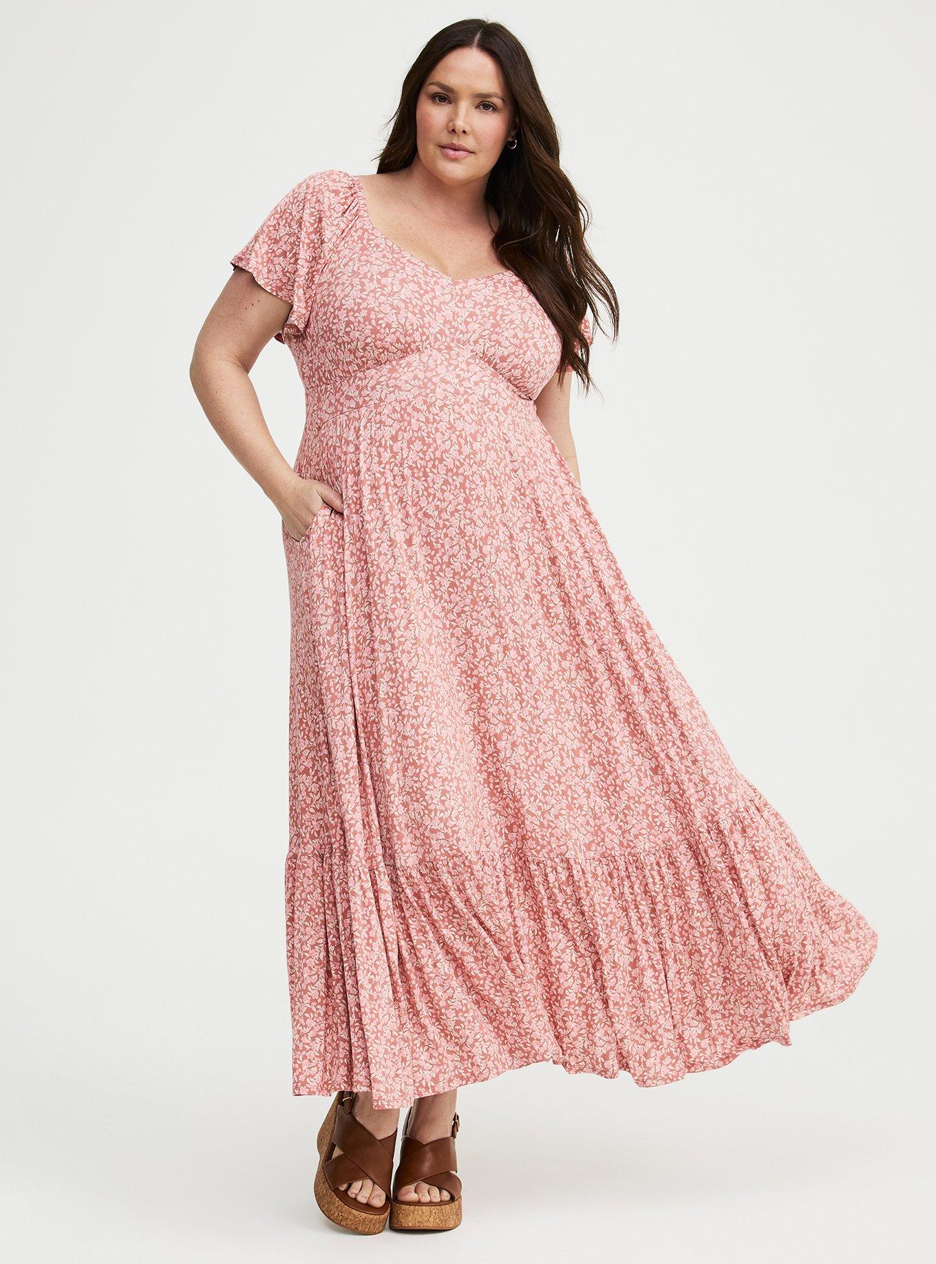 Flutter Sleeve Tiered Maxi Dress, DANIELLE DITSY FLORAL CORAL, alternate
