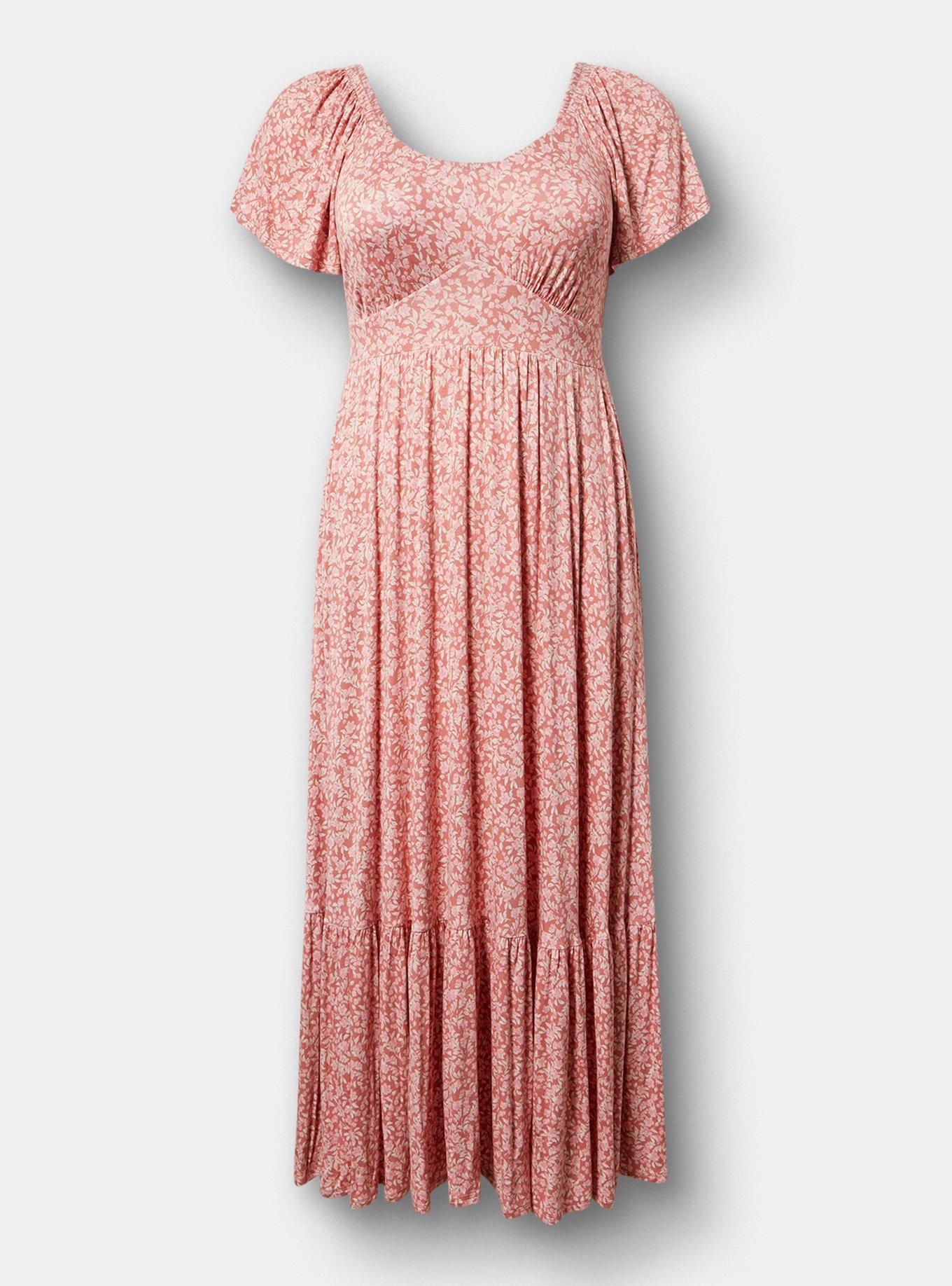 Flutter Sleeve Tiered Maxi Dress, DANIELLE DITSY FLORAL CORAL, hi-res