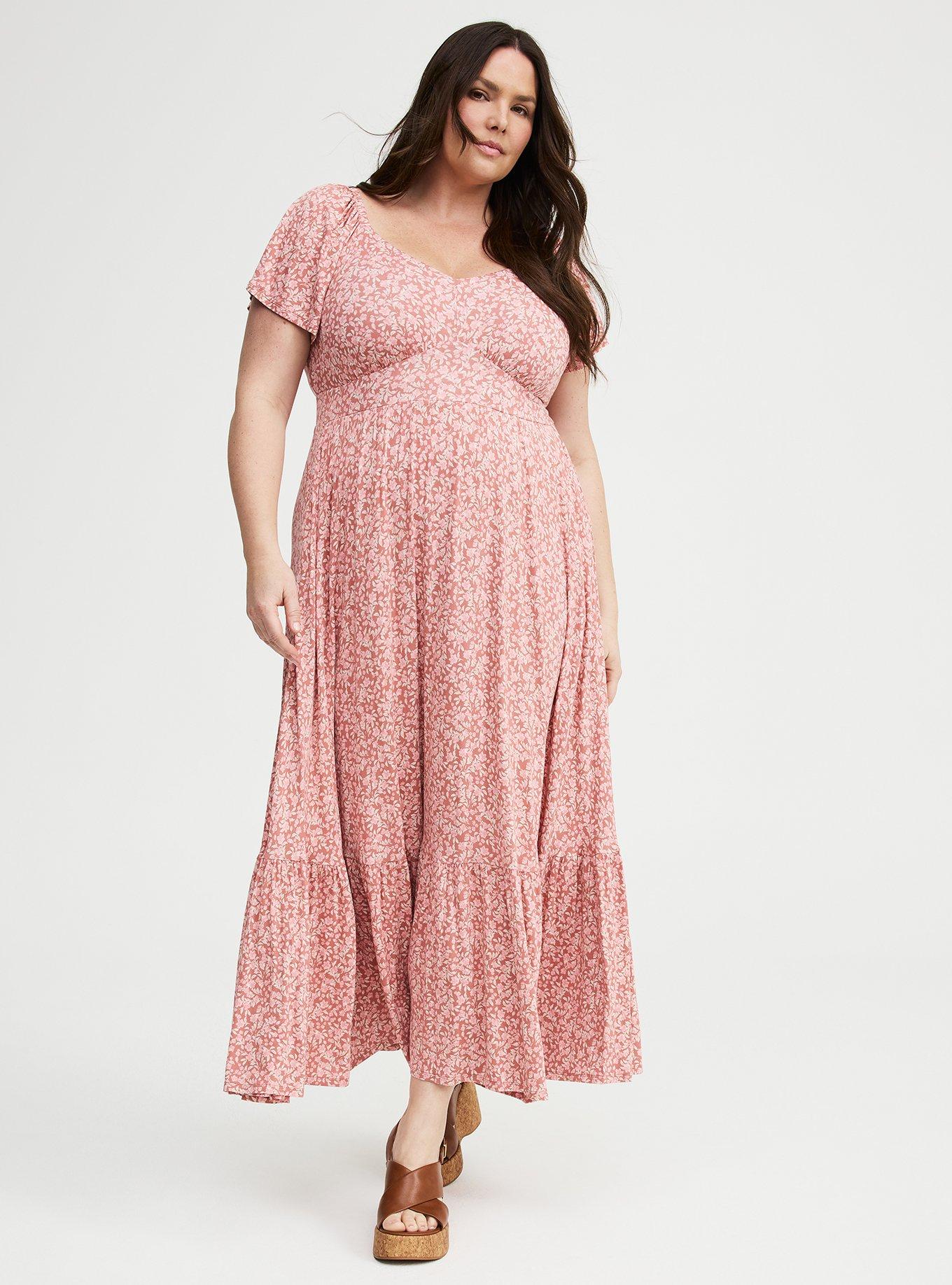 Flutter Sleeve Tiered Maxi Dress, DANIELLE DITSY FLORAL CORAL, hi-res