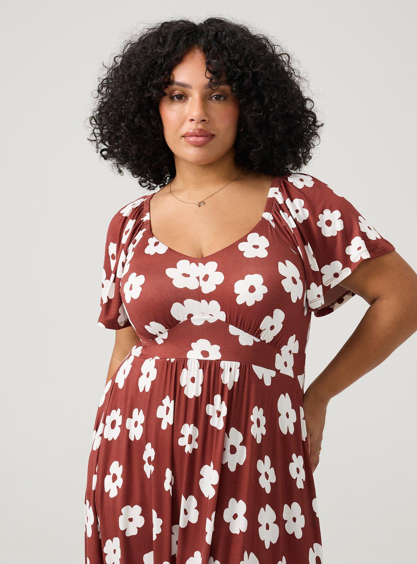 Flutter Sleeve Tiered Maxi Dress, KASEY DAISY BRICK, alternate