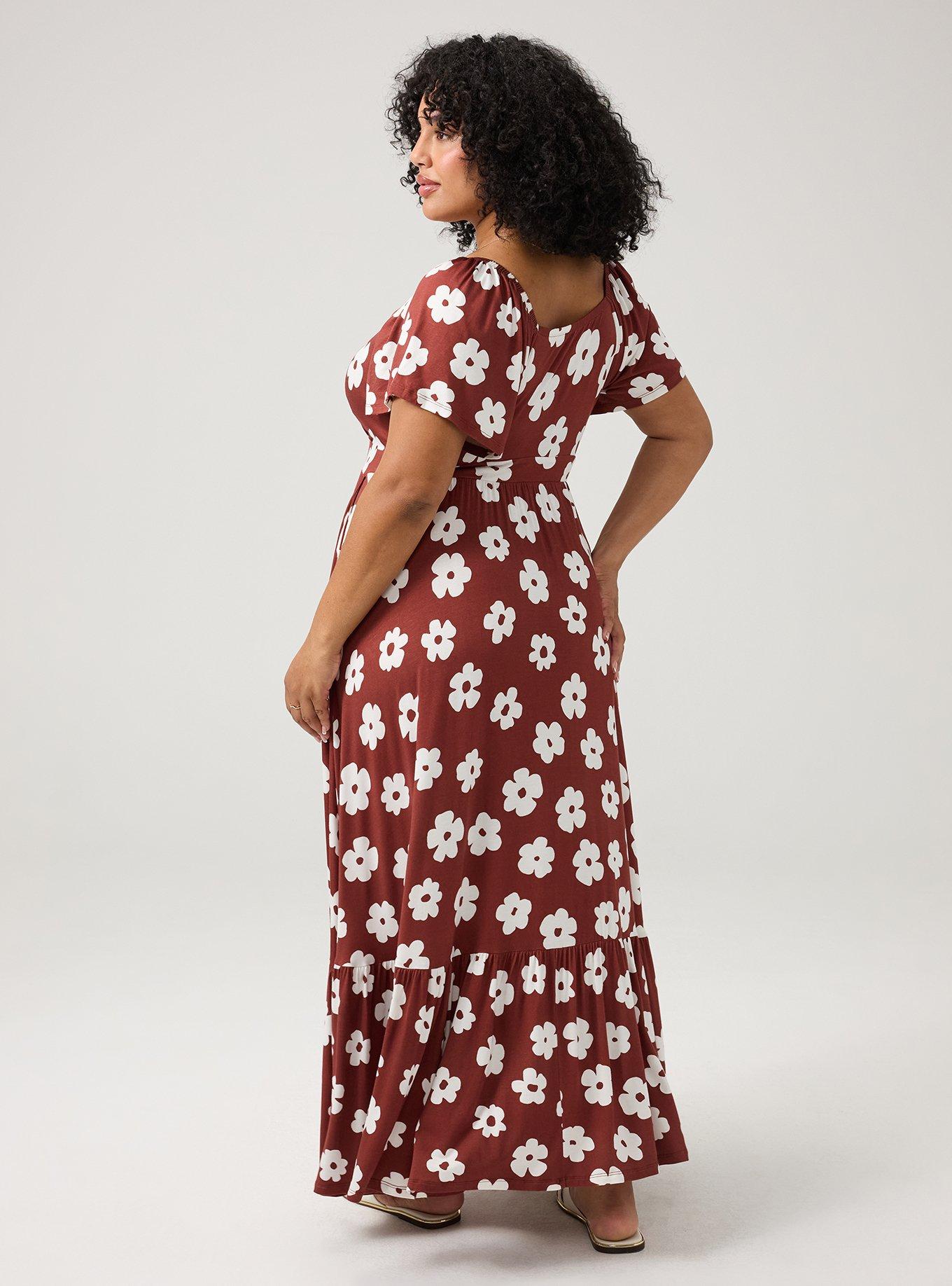 Flutter Sleeve Tiered Maxi Dress, KASEY DAISY BRICK, alternate