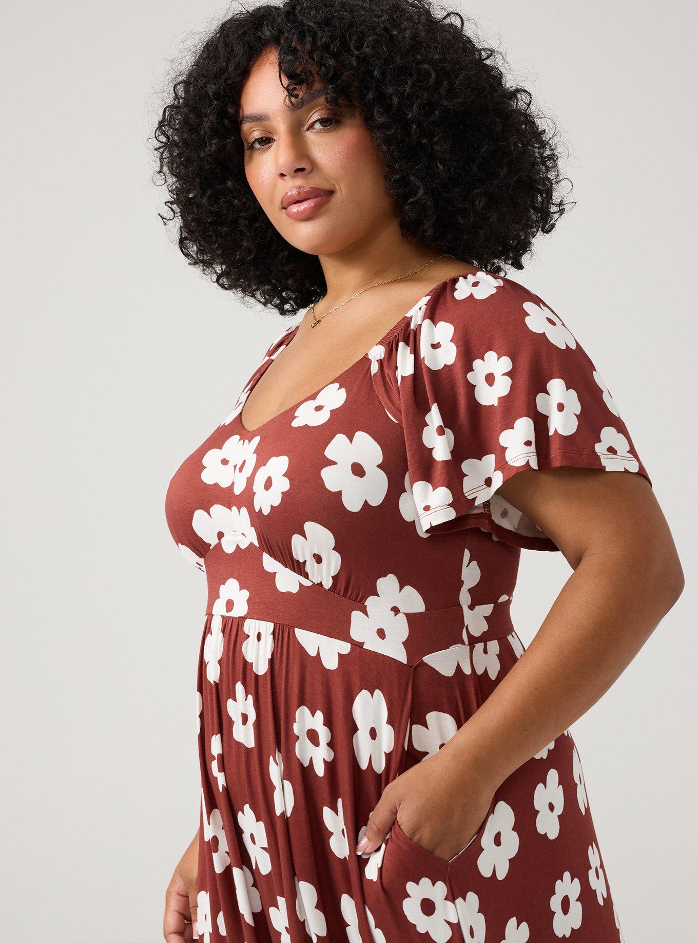 Flutter Sleeve Tiered Maxi Dress, KASEY DAISY BRICK, alternate