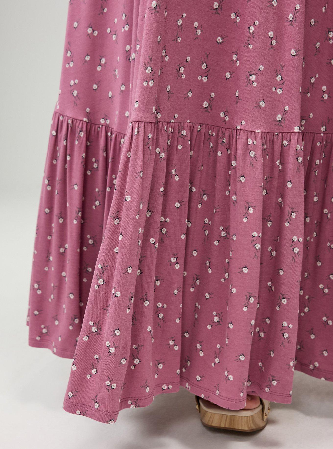 Flutter Sleeve Tiered Maxi Dress, WHEAT GRASS FLORAL MAUVE, alternate