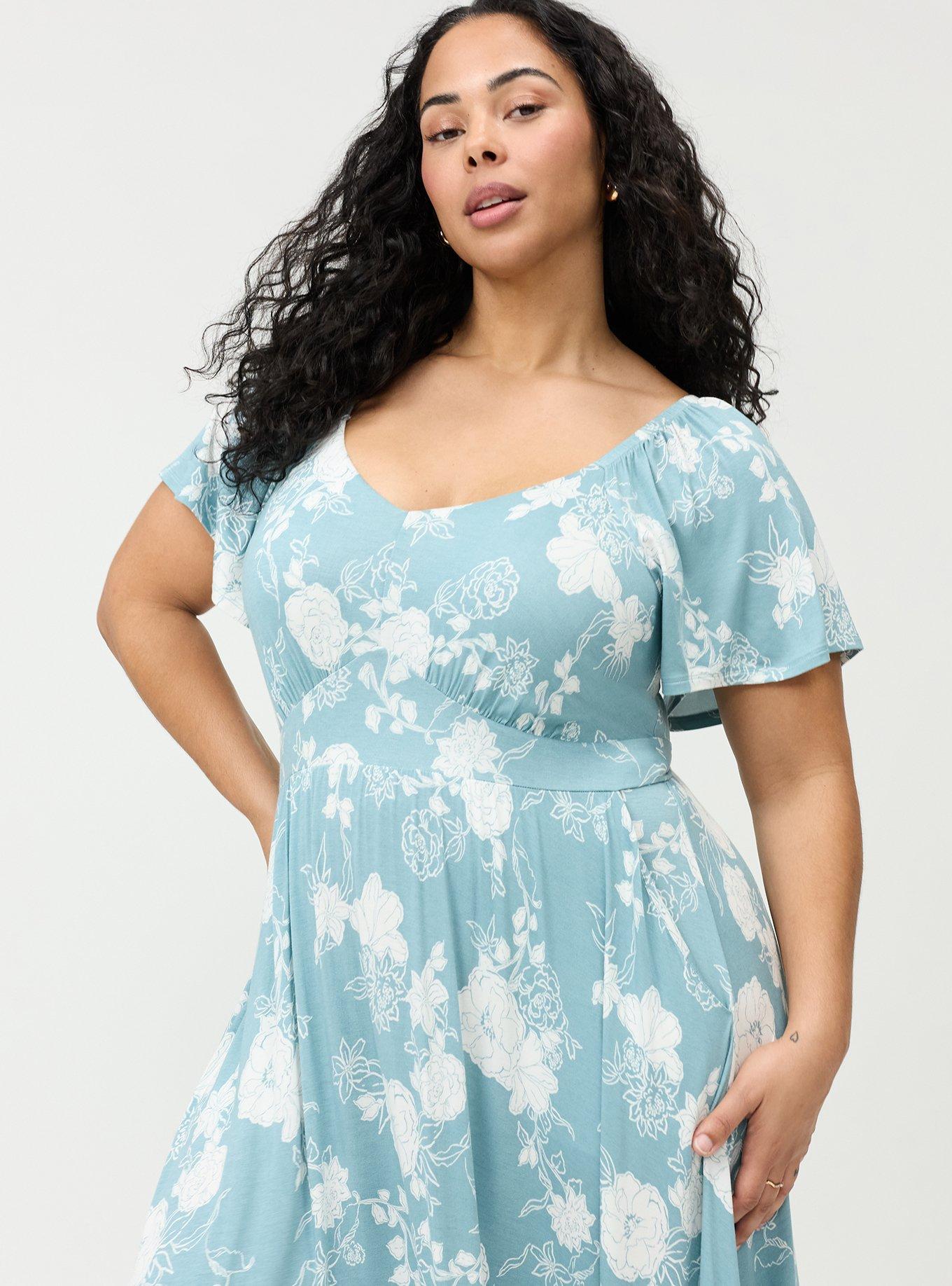 Flutter Sleeve Tiered Maxi Dress, SUZY FLORAL BLUE, alternate