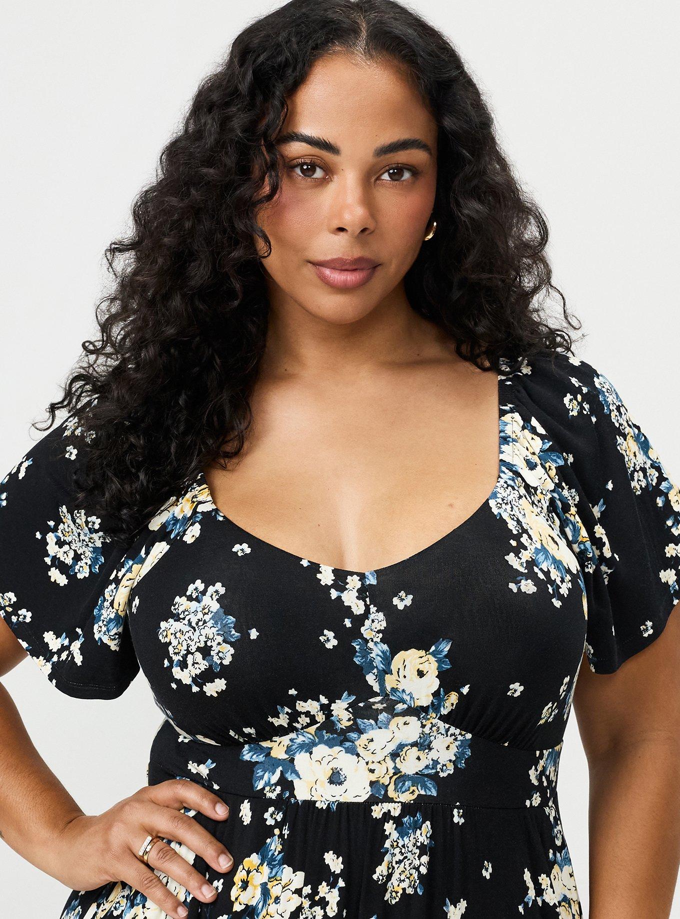 Flutter Sleeve Tiered Maxi Dress, MARCIE ROSE FLORAL BLACK, alternate