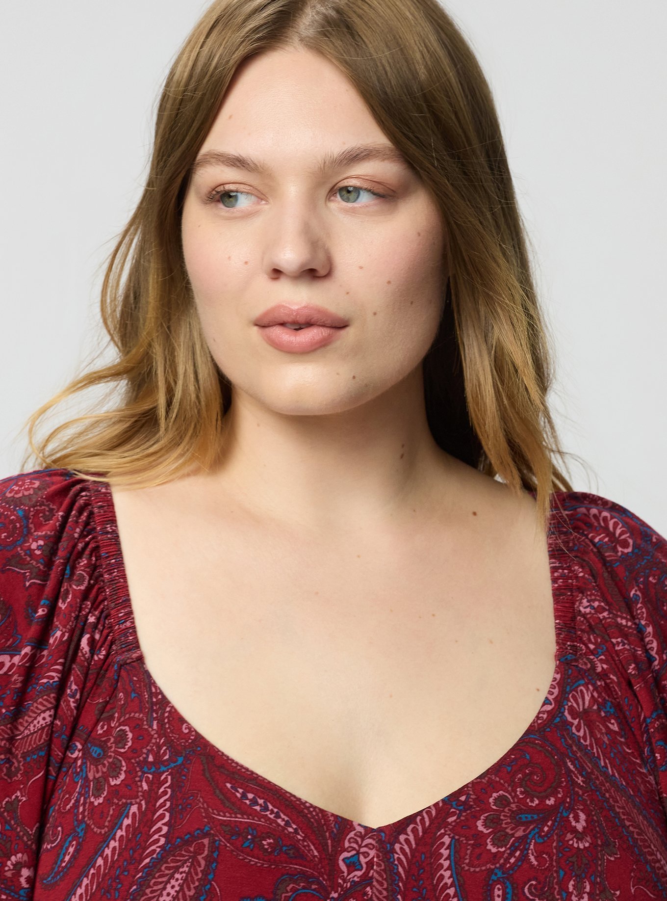 Flutter Sleeve Tiered Maxi Dress, FRENCH PAISLEY BURGUNDY, alternate